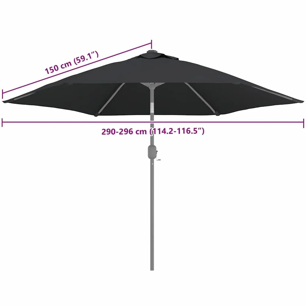 vidaXL Pokrycie do parasola ogrodowego, czarne, 300 cm