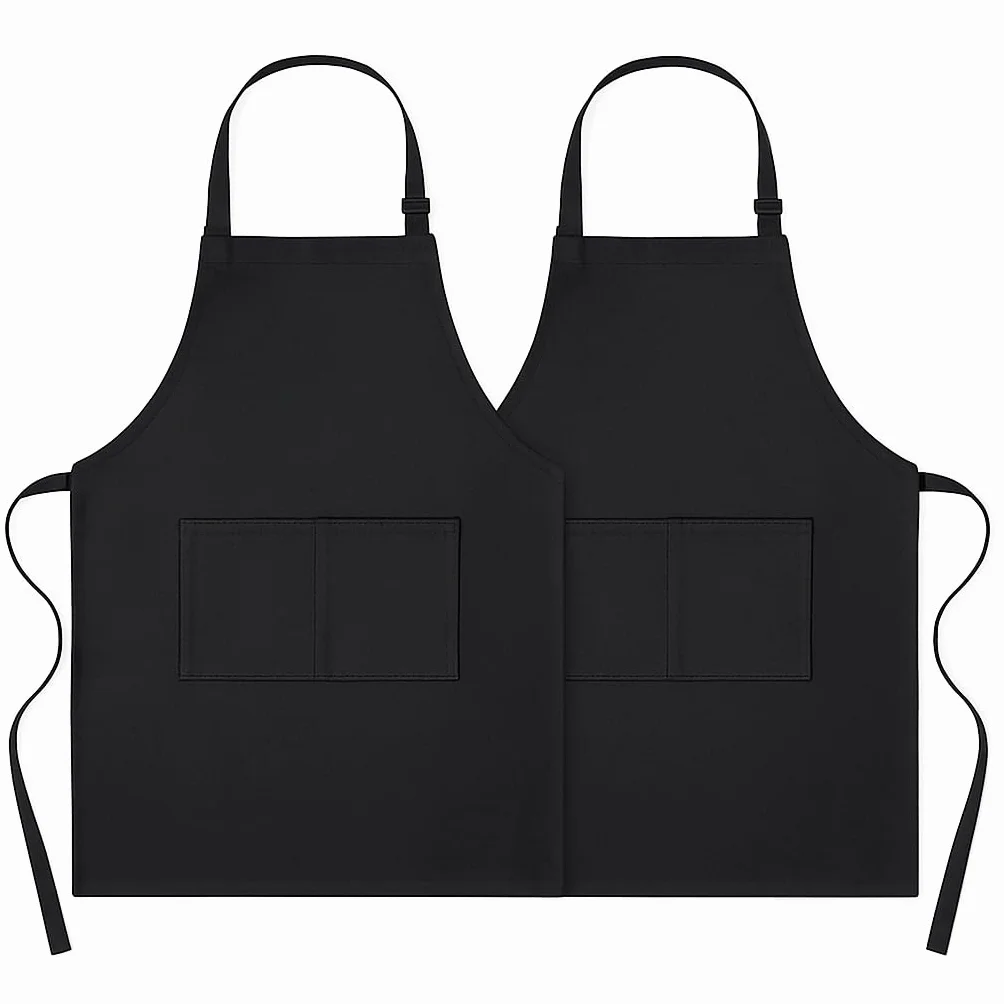 Czarny Fartuch Kuchenny 4sold | 100% Gruba Bawełna 240 g/m² | 2 Kieszenie | Regulowany | Można Prać w Pralce | Do Kuchni, Grilla, Restauracji i Kawiarni
