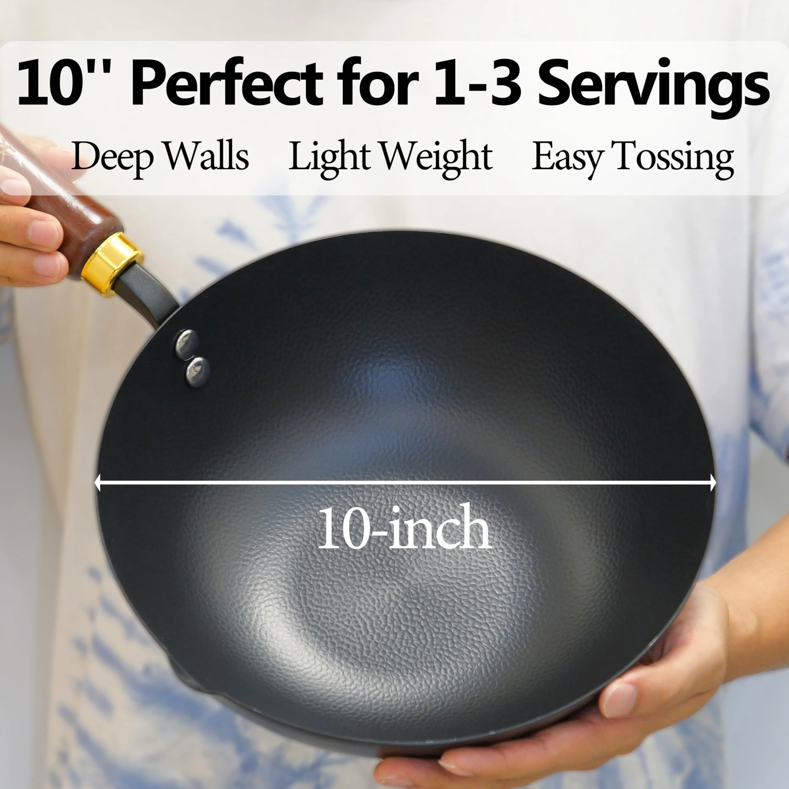 Souped Up Recipes Wok ze stali węglowej 25 cm do kuchenek indukcyjnych gazowych z pokrywą
