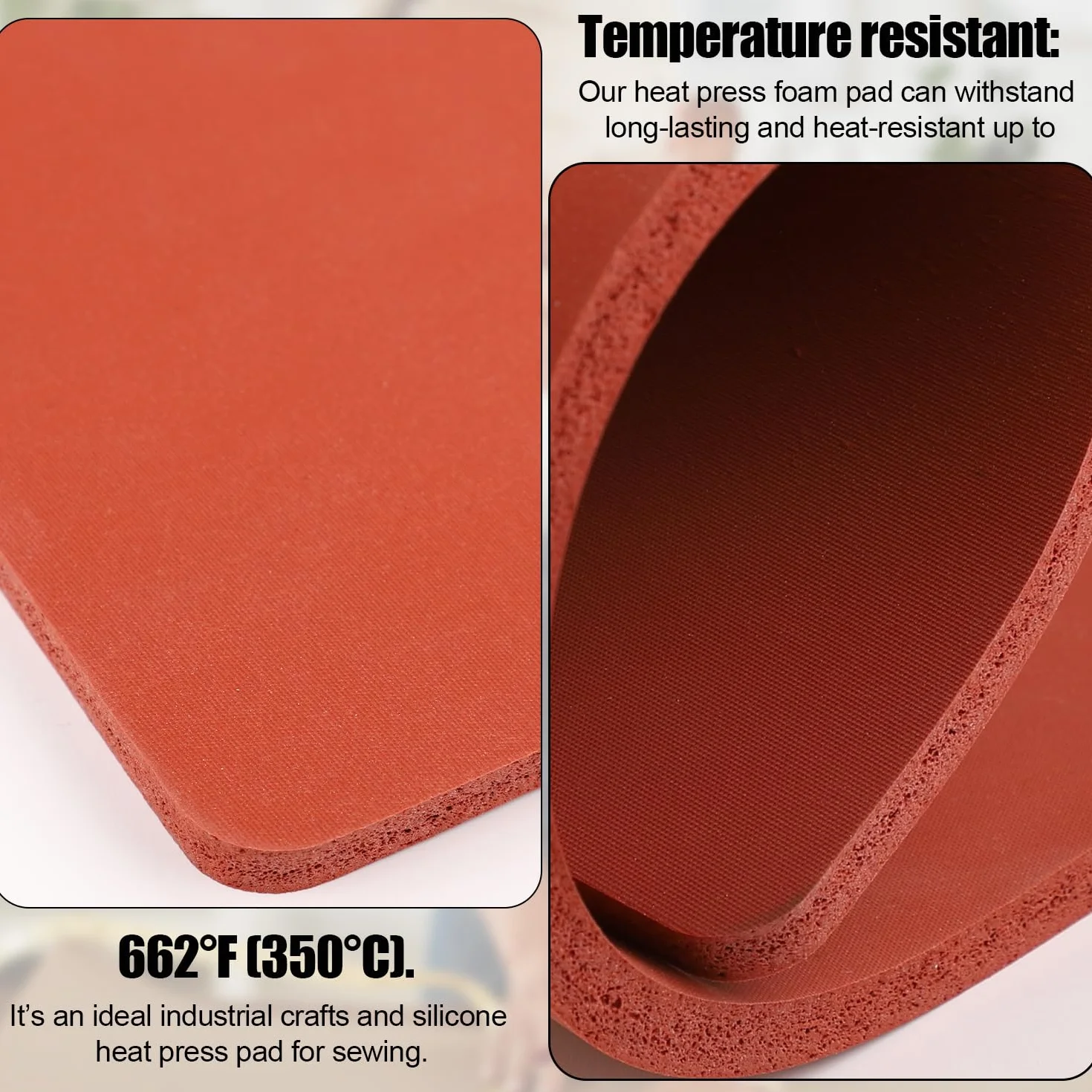 Mata Silikonowa do Prasowania na Goraco 38x38cm, Zaroodporna Podkladka Silikonowa do Prasy na Goraco Grubosc 0,8cm Dwustronna Ognioodporna do Prasowania Termotransferowego