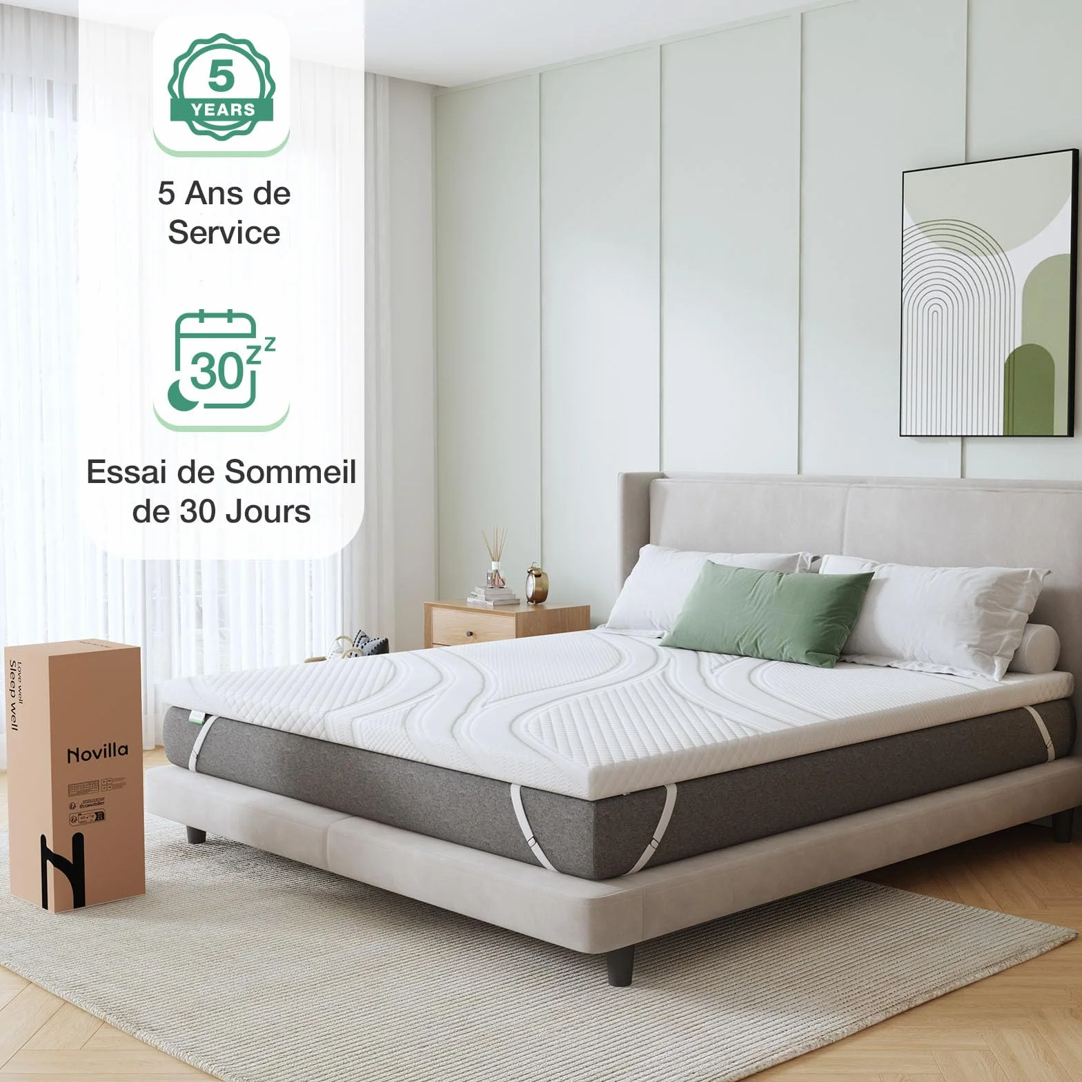 Novilla Materac nawierzchniowy 80 x 200 cm, wysokość 7,5 cm, nakładka żelowa z pianki z pamięcią kształtu, nakładka na łóżko kontynentalne, do przyczepy kempingowej, sofy do spania, poszewka nadaje