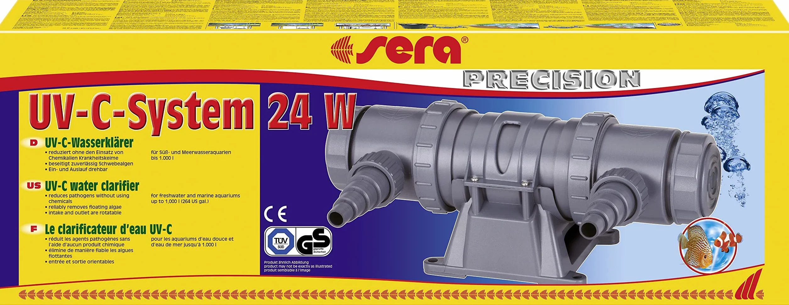 sera 08249 system UV-C, 24 W, wydajna oczyszczacz wody UV-C, przeciw zielonej wodzie, algom i czynnikom chorobotwórczym – bez użycia środków chemicznych – UVC lub UV-C lub oczyszczacza stawu