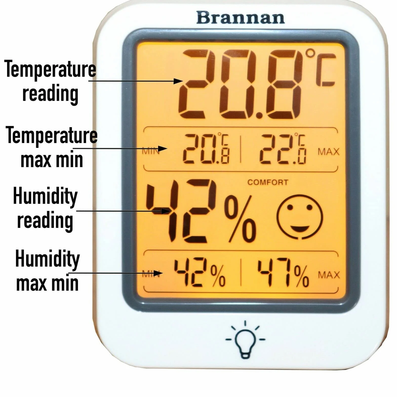 Cyfrowy termometr do wnętrz z dokładnym higrometrem temperatury otoczenia, maks. min nagrywania, podświetlany wyświetlacz LCD, do domu, biura, pokoju dziecięcego, szklarni