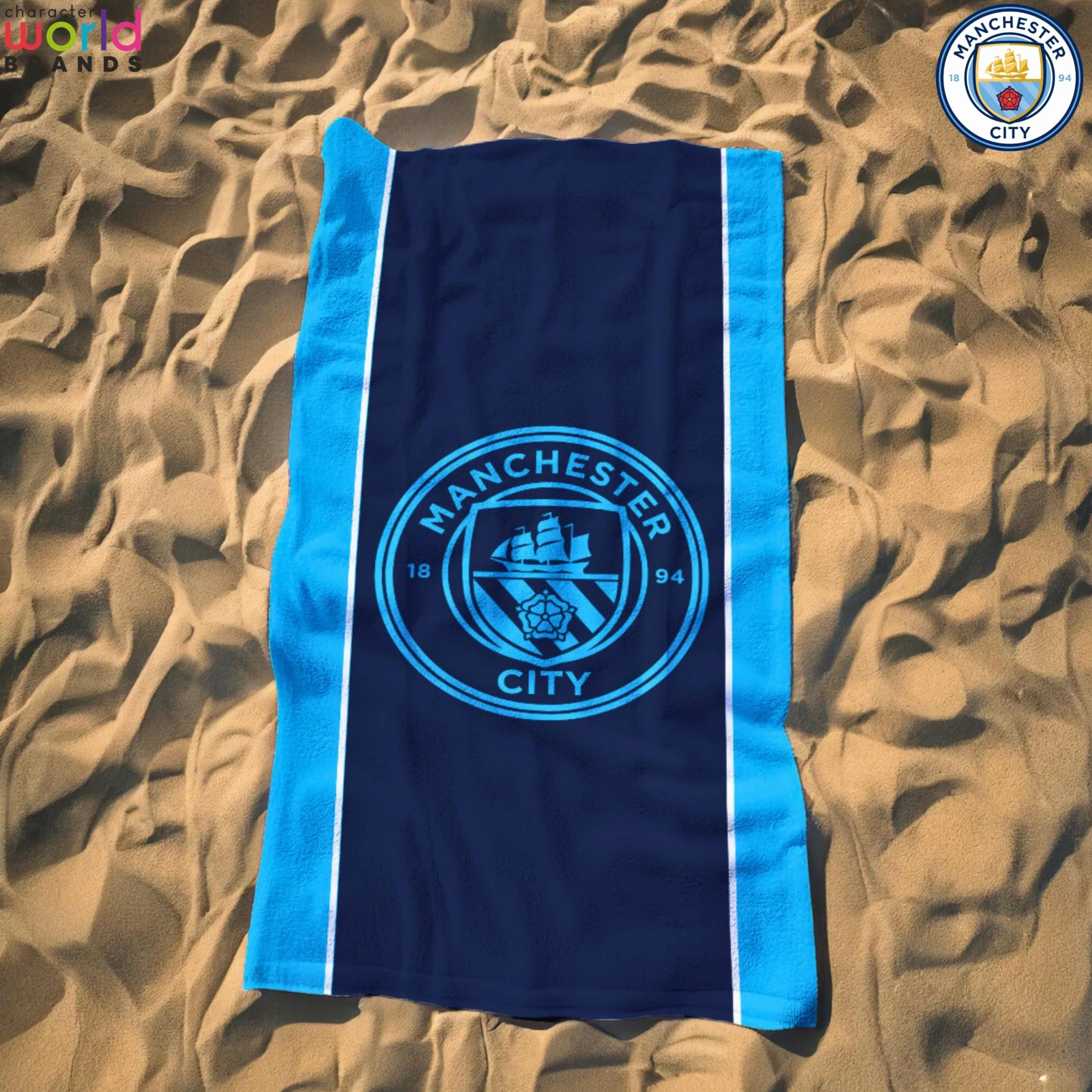 MANCHESTER CITY Ręcznik FC | Super miękki w dotyku, wzór klubu piłkarskiego | idealny do domu, wanny, plaży i basenu, jeden rozmiar 75 cm x 150 cm | 100% bawełna