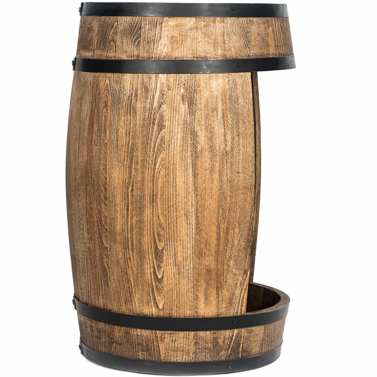 weeco szafka barowa LED Regał na wino, szafka na wino XL Beczka w stylu vintage, dekoracja do salonu Minibar na gin, whisky, piwo Beczka na wino stolik barowy Drewniana beczka na szklanki i butelki.