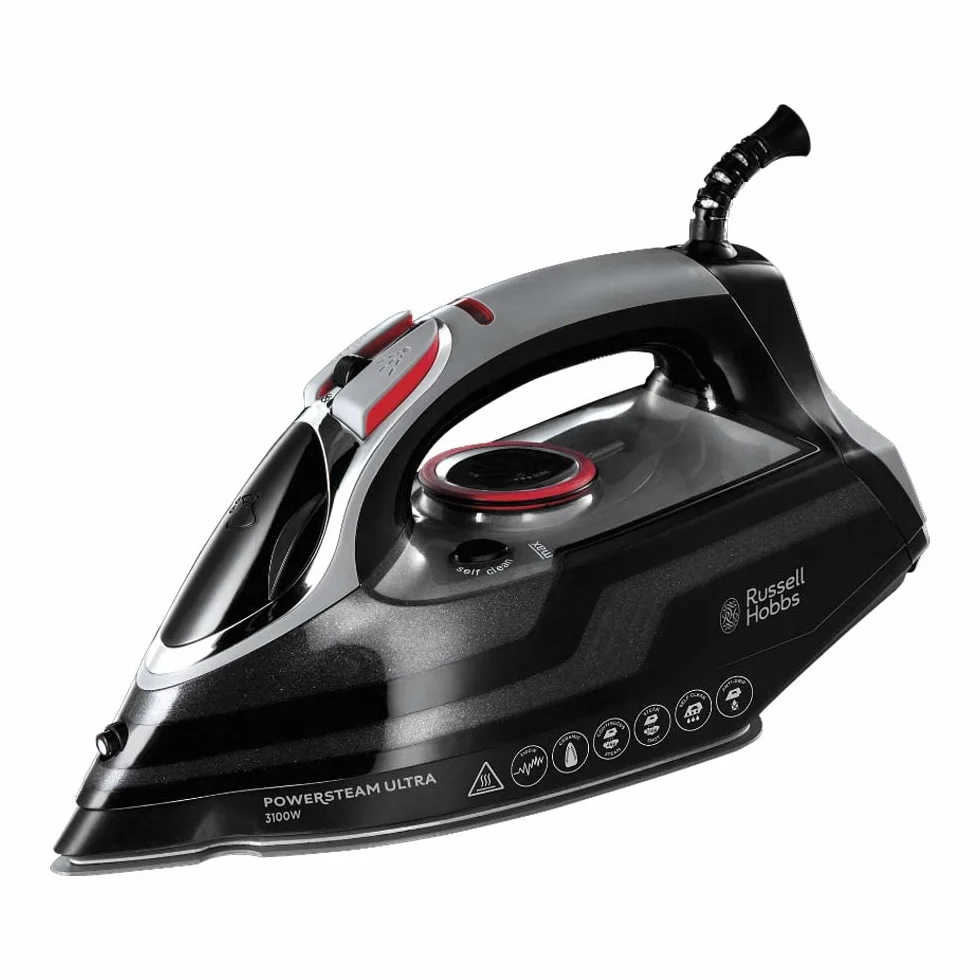 Russell Hobbs żelazko parowe 3100W, uderzenie pary 210g, strumień pary 70g/min, Power Steam (zbiornik 350ml, ceramiczna stopa, funkcja samoczyszczenia, zapobieganie osadzaniu się kamienia) 20630-56