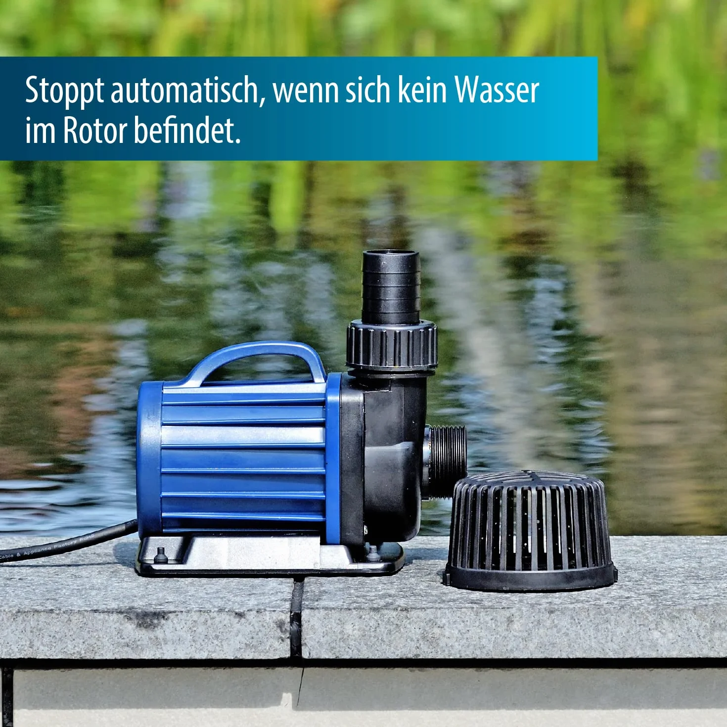 AquaForte DM-8 000 pompa do oczka wodnego/filtracyjnego, 70 W, maks. przepływ 8 m³/h, maks. wysokość tłoczenia 4,5 m, długość kabla 10 m, odpowiednia do cieków wodnych, wodospadów i filtrów