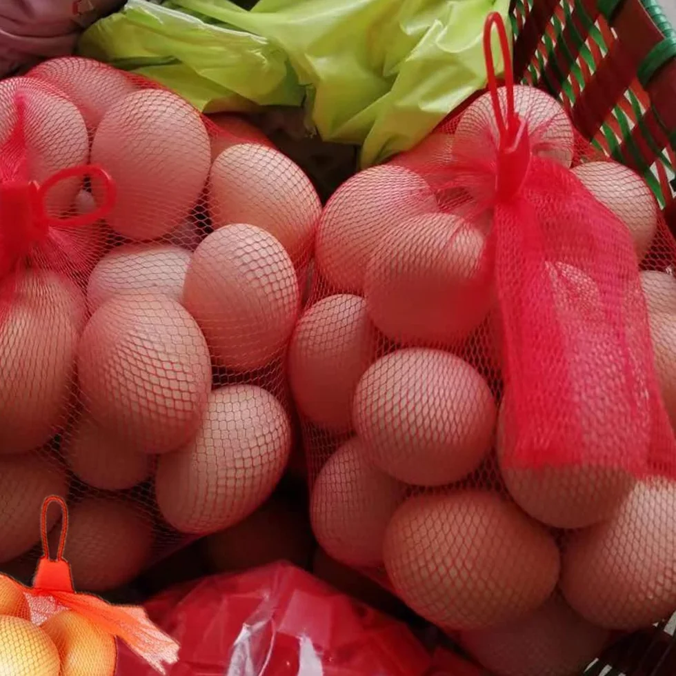 Worki siatkowe wielokrotnego użytku 100 sztuk - siatki na owoce, warzywa, jajka, arbuz, czerwone