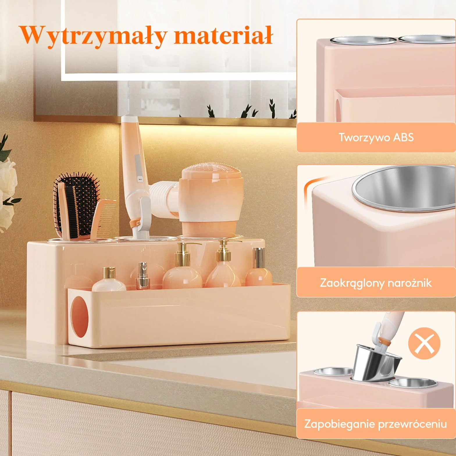 Lifewit Organizer, uchwyt na suszarkę, zdejmowany akrylowy stojak na szczotkę do włosów do przechowywania lokówki/narzędzi do stylizacji włosów/akcesoriów do makijażu w łazience, toalecie, kuchni