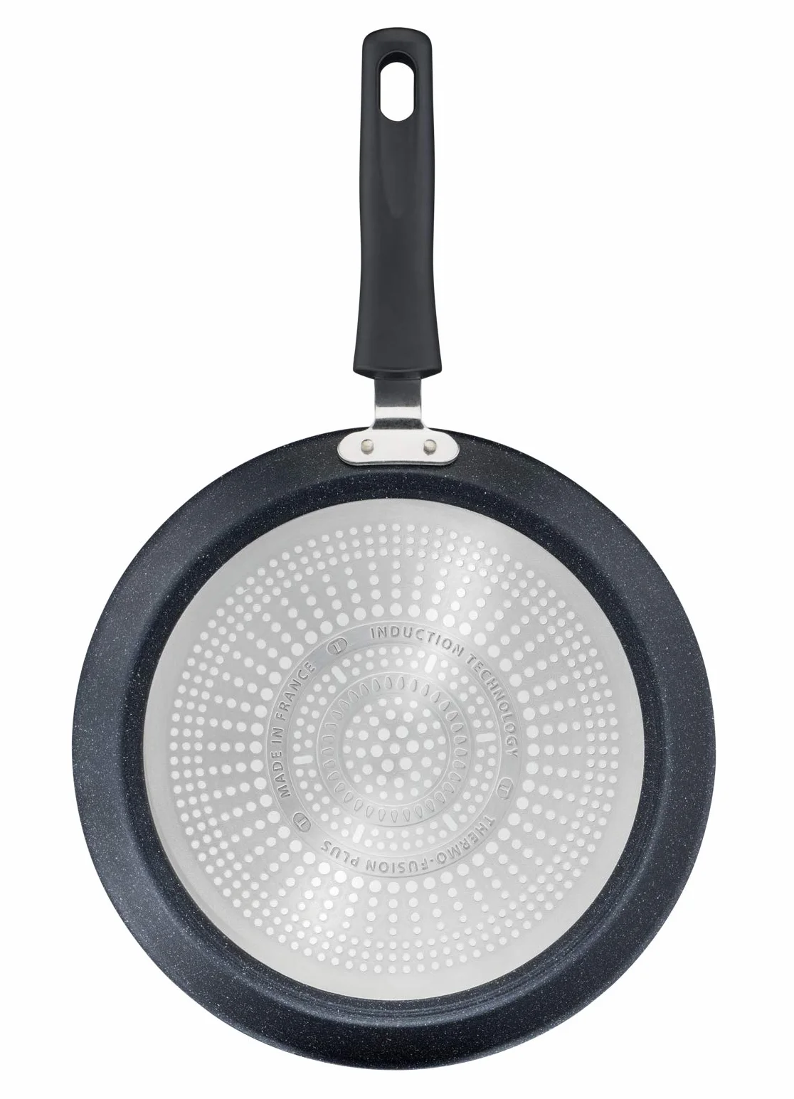 TEFAL Black Stone G2813872 Patelnia naleśnikowa 25cm, nieprzywierająca powłoka Mineralia+, wskaźnik Thermo-Signal, grube dno Thermo-Fusion, Bez ołowiu i kadmu, łatwe czyszczenie, Czarny