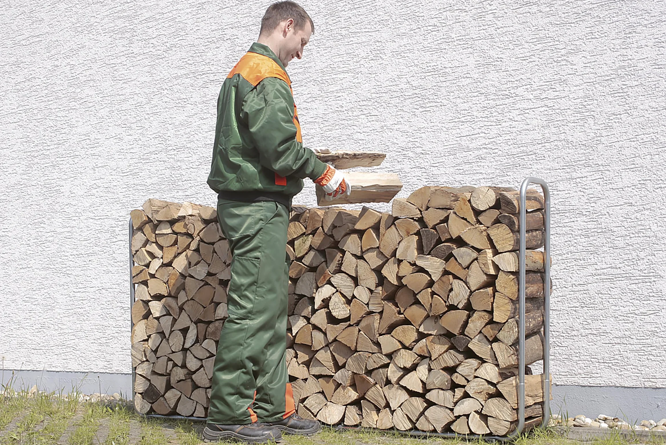 wolfcraft Stojak do składowania drewna opałowego I 5122000 I Stojak do drewna opałowego z regulacją wielkości