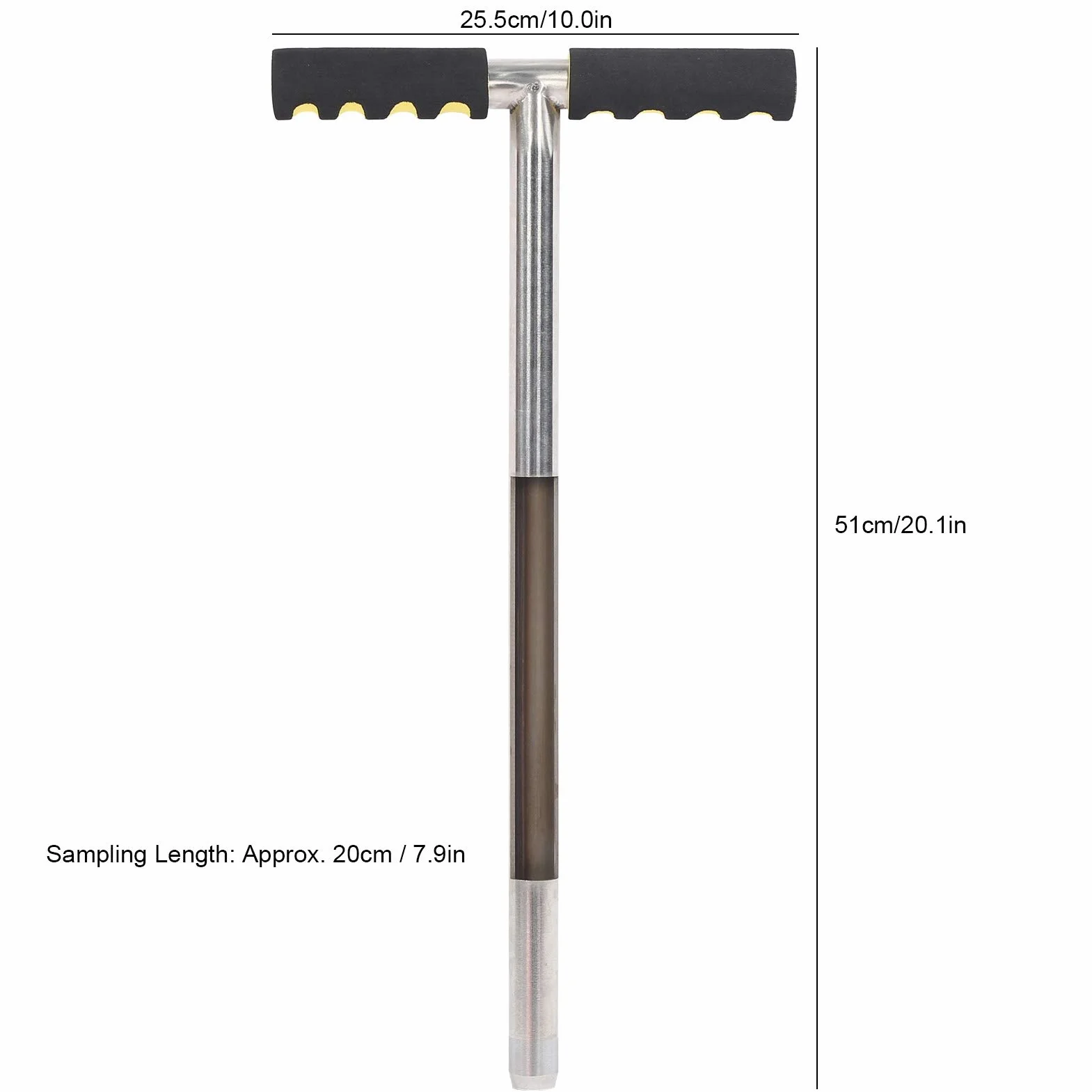 Wakects Sonda do próbkowania gleby 51 cm, sonda do pobierania próbek gleby ze stali nierdzewnej, uchwyt w stylu T, Sampler do sondy podłogowej do kijów golfowych