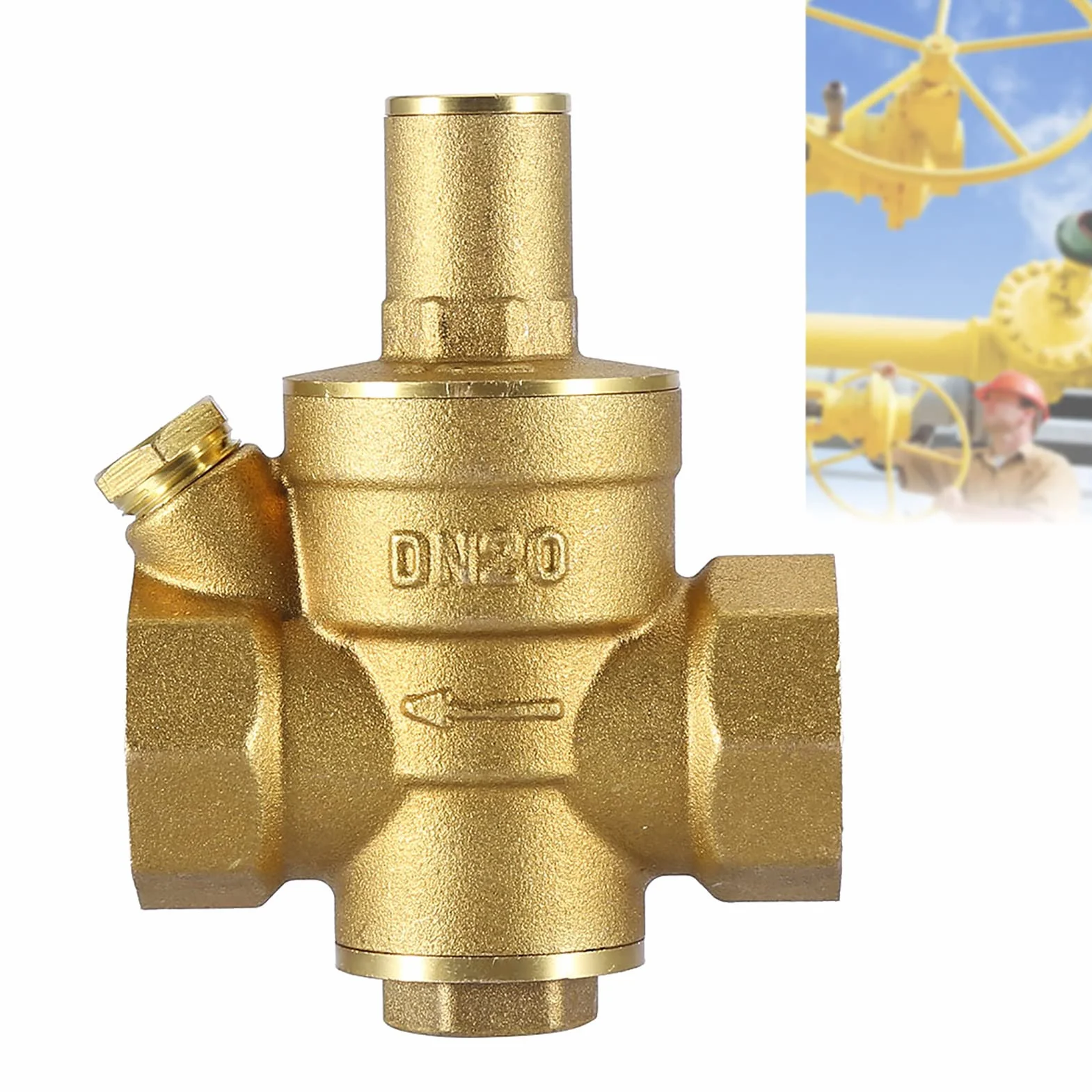 FTVOGUE DN20 3/10.2 cm mosiężny zawór redukujący ciśnienie regulowany regulator wody 1,6 MPa