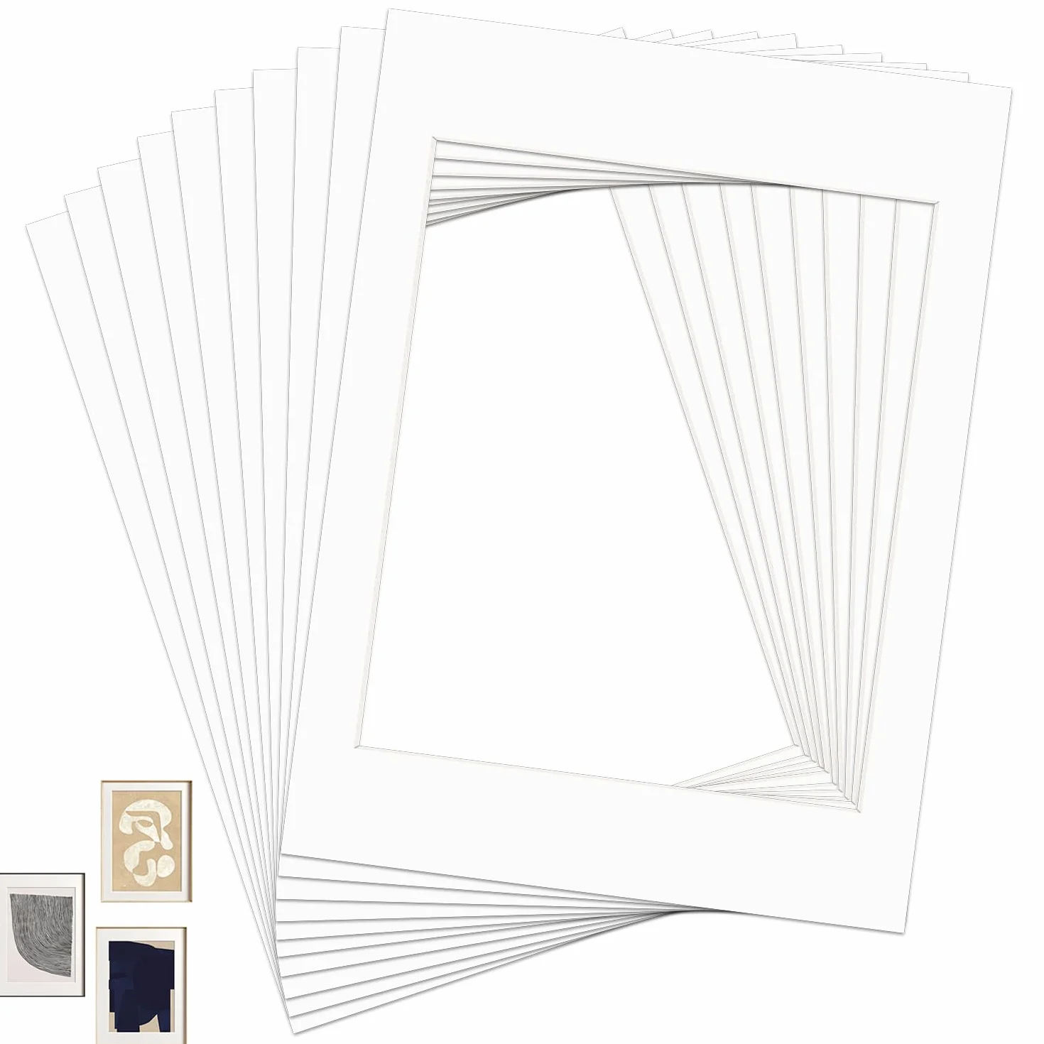 Passe-partout 10 sztuk, białe, passe-partout 1,5 mm, wymiary zewnętrzne 20,5 x 29,5 cm (DIN A4), wymiary wewnętrzne 15 x 20 cm, do obrazów, druków artystycznych, zdjęć