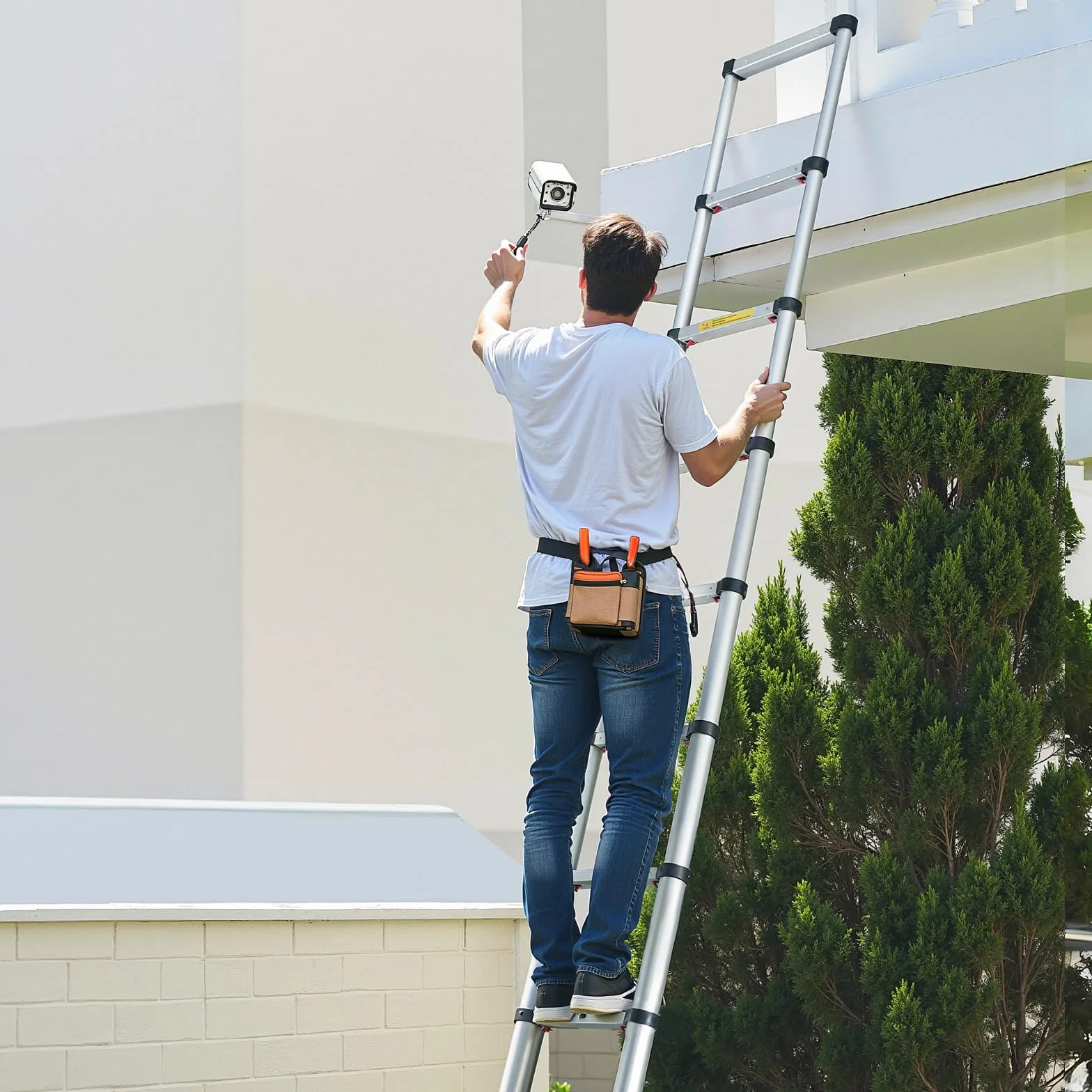 VEVOR Drabina teleskopowa 3,8 m, aluminiowa, lekka, wielofunkcyjna, składana przedłużka, drabina wysuwana jednym dotknięciem, wytrzymała, maksymalna nośność 150 kg, z antypoślizgowymi nóżkami, do domu