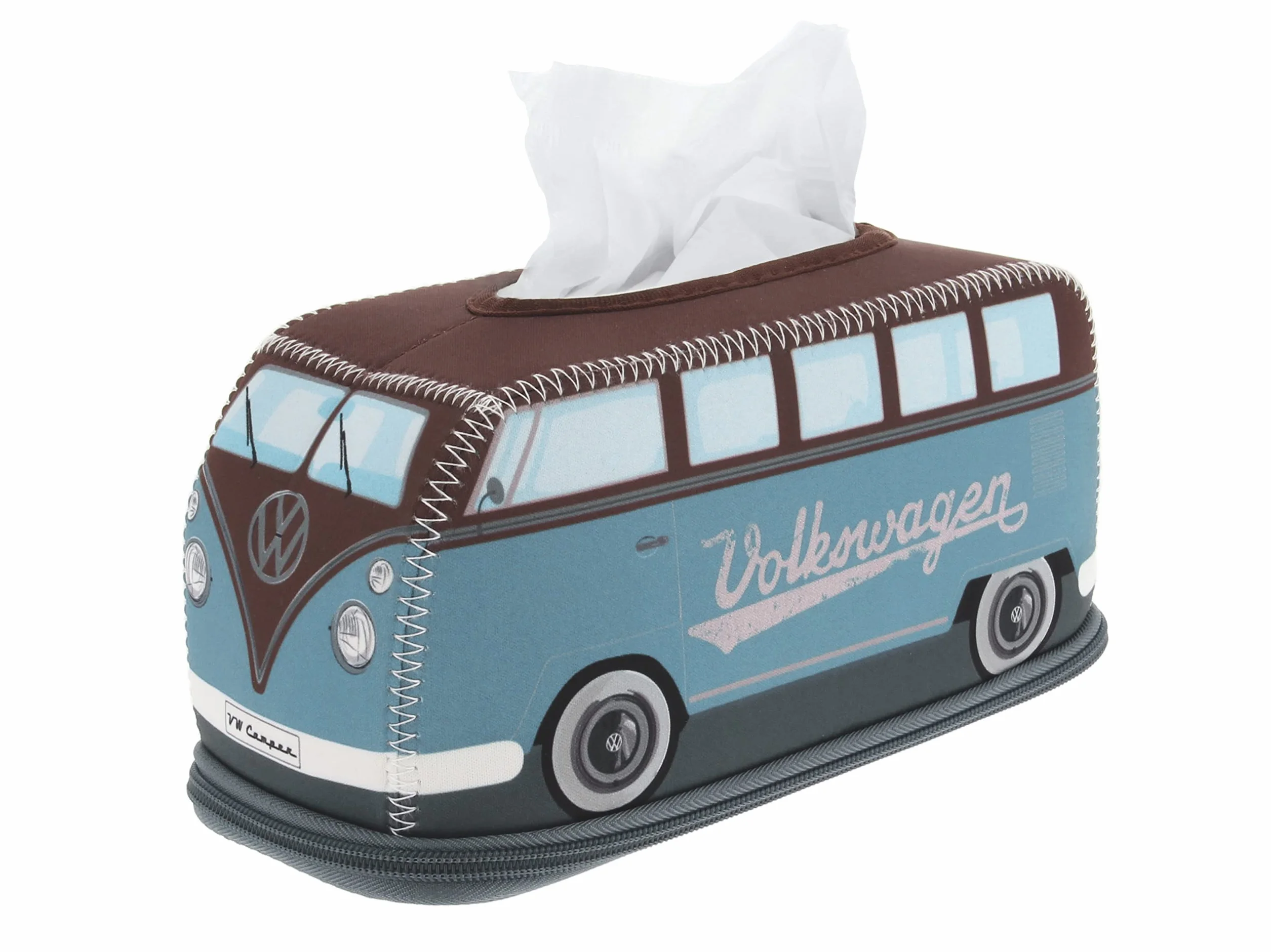 BRISA VW Collection – Volkswagen neoprenowy dozownik serwetek, papierowych chusteczek higienicznych, pudełko na chusteczki higieniczne do łazienki, w stylu T1 Bulli Bus (petrol/brązowy)