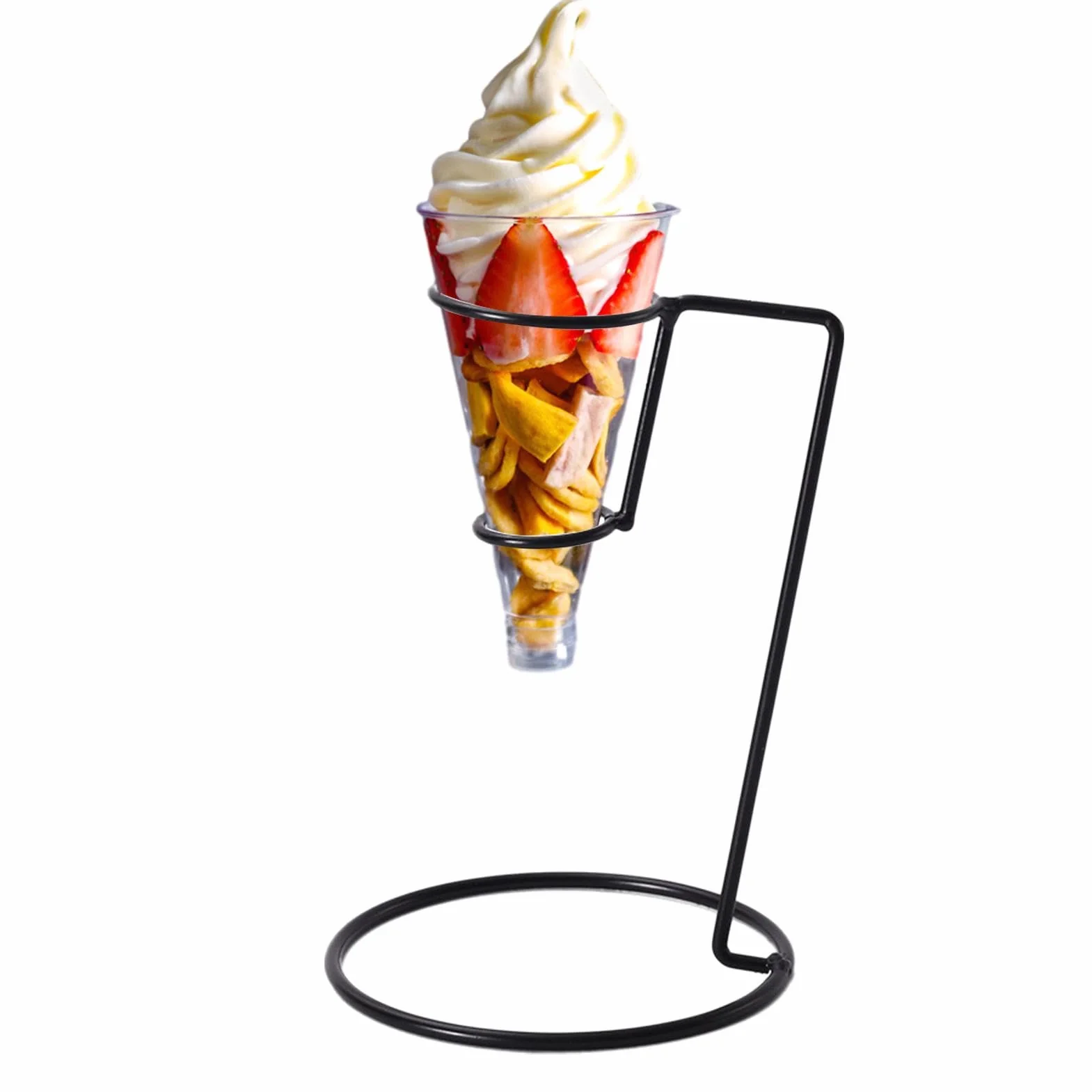 Metalowy stojak na lody z żelaznym uchwytem