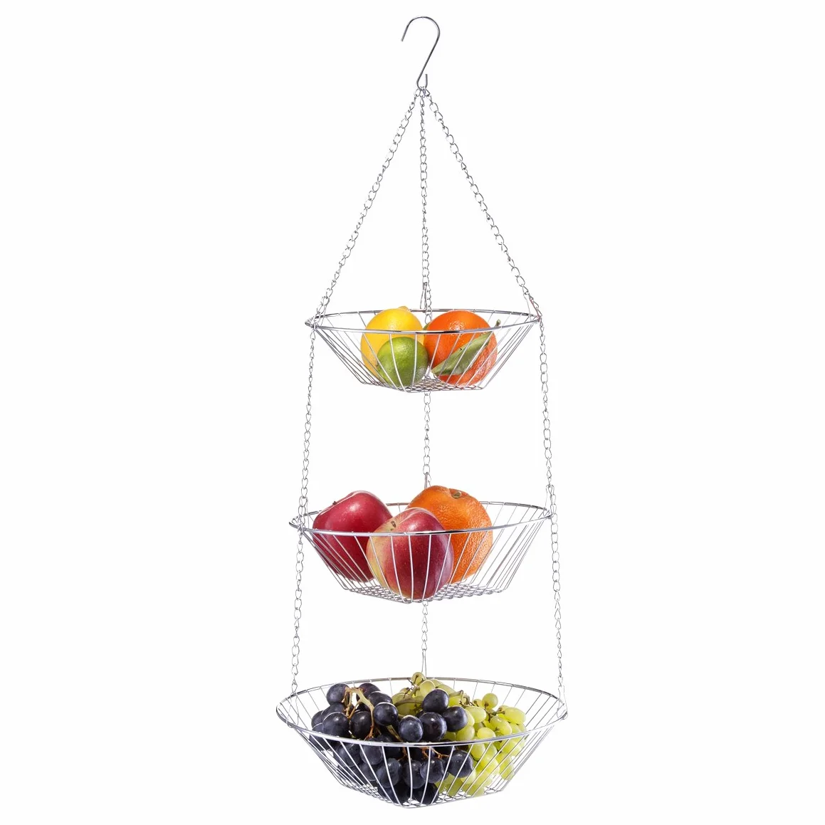 Zeller kosz wiszący 3-komorowy metal chromowany Ø 25,5 x 72 cm
