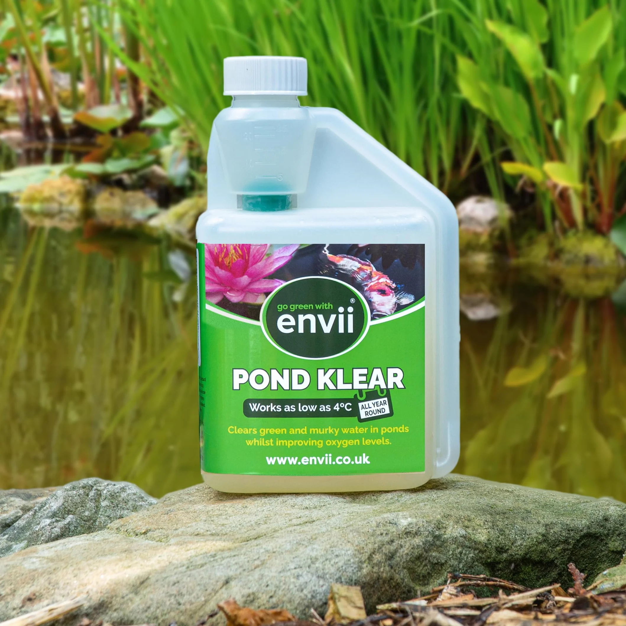 envii Pond Klear - oczyszczanie wody z zielonego stawu korzystne dla bakterii poprawia przejrzystość wody do 4°C (Leczy do 10 000 litrów)