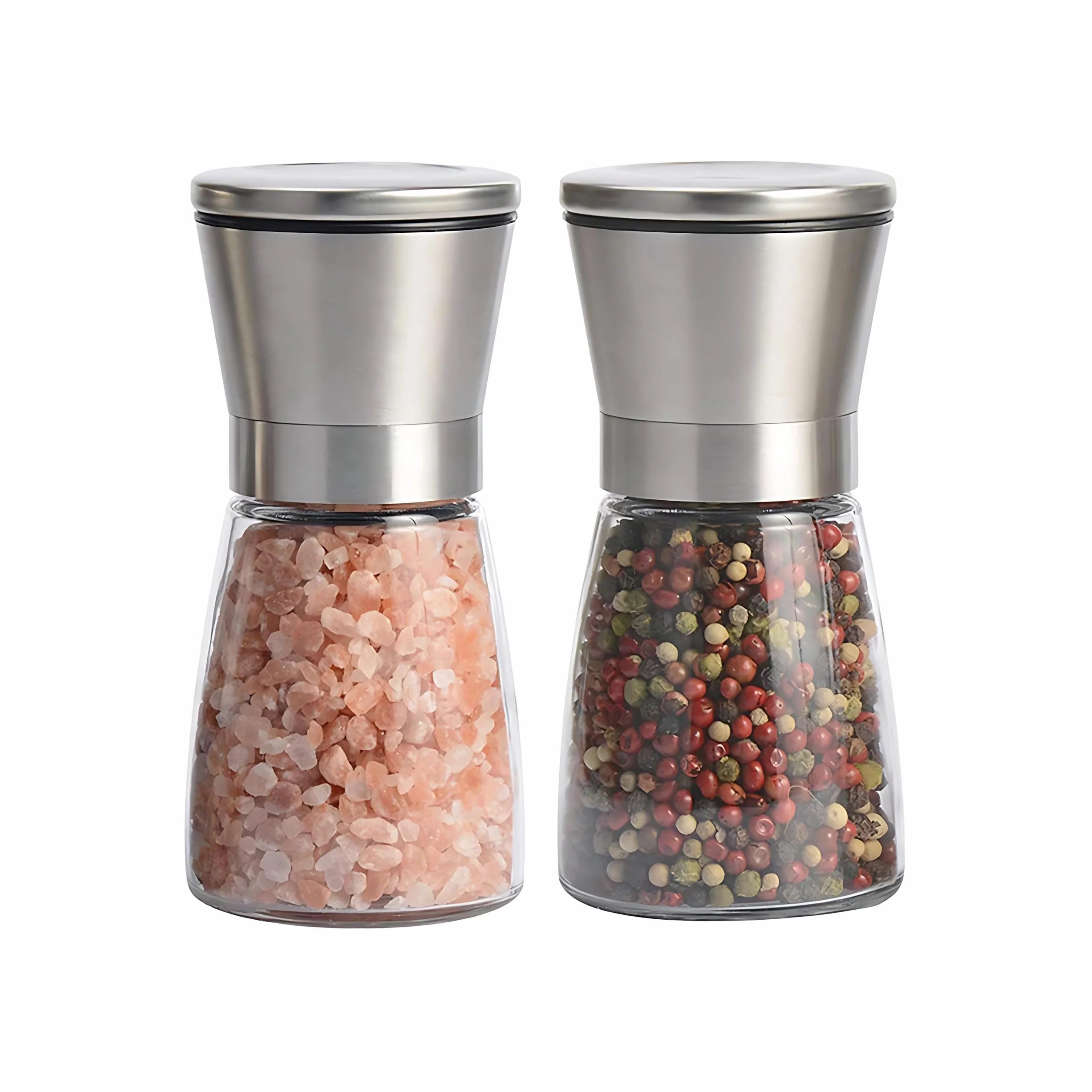 2 sztuki stalowych młynków do soli i pieprzu, młynki do pieprzu, posypywacze do soli, ceramiczny grinder, regulowany ceramiczny mechanizm mielenia dla precyzyjnego smaku jako posypywacze do soli i pie