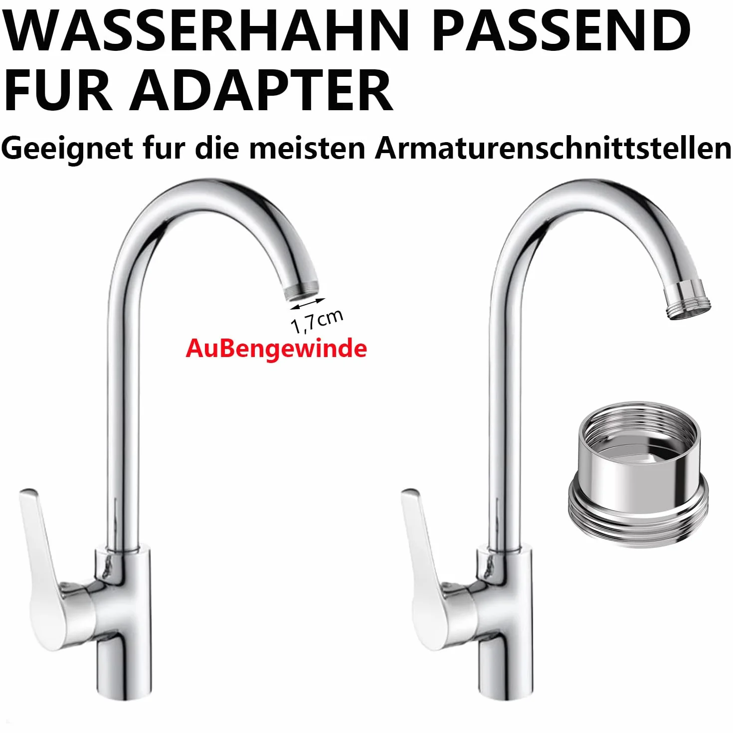 Adapter do kranu M18 na M22, adapter do kranu, adapter do kranu, adapter gwintowany do kranu, adapter do armatury zlewozmywakowej do podłączenia węża ogrodowego, z gumową uszczelką