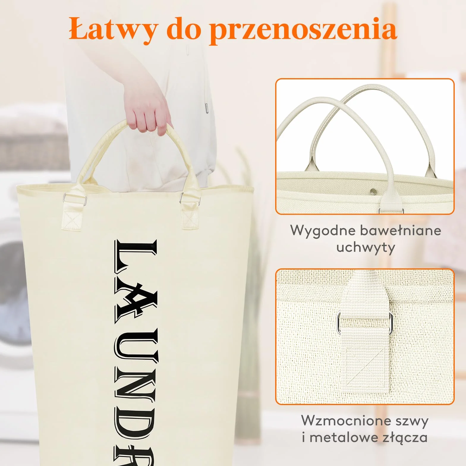 Lifewit Cube brudne ubrania 115L, duża torba z uchwytem na brudne ubrania, składany kosz na ubrania/ręczniki/koce/zabawki, wygodny kosz na pranie do mieszkania/mieszkania/łazienki, Biały srebrny-1