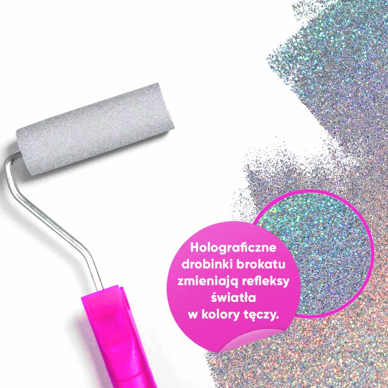400g Holograficzny Srebrny Brokat do Farby – 2 x Nakładki Polerujące – Brokat do Ścian Mieszalny z Każdym Rodzajem Farby Emulsyjnej – Lśniące Brokatowe Ściany Wewnątrz i na Zewnątrz, Sufity, Drewno