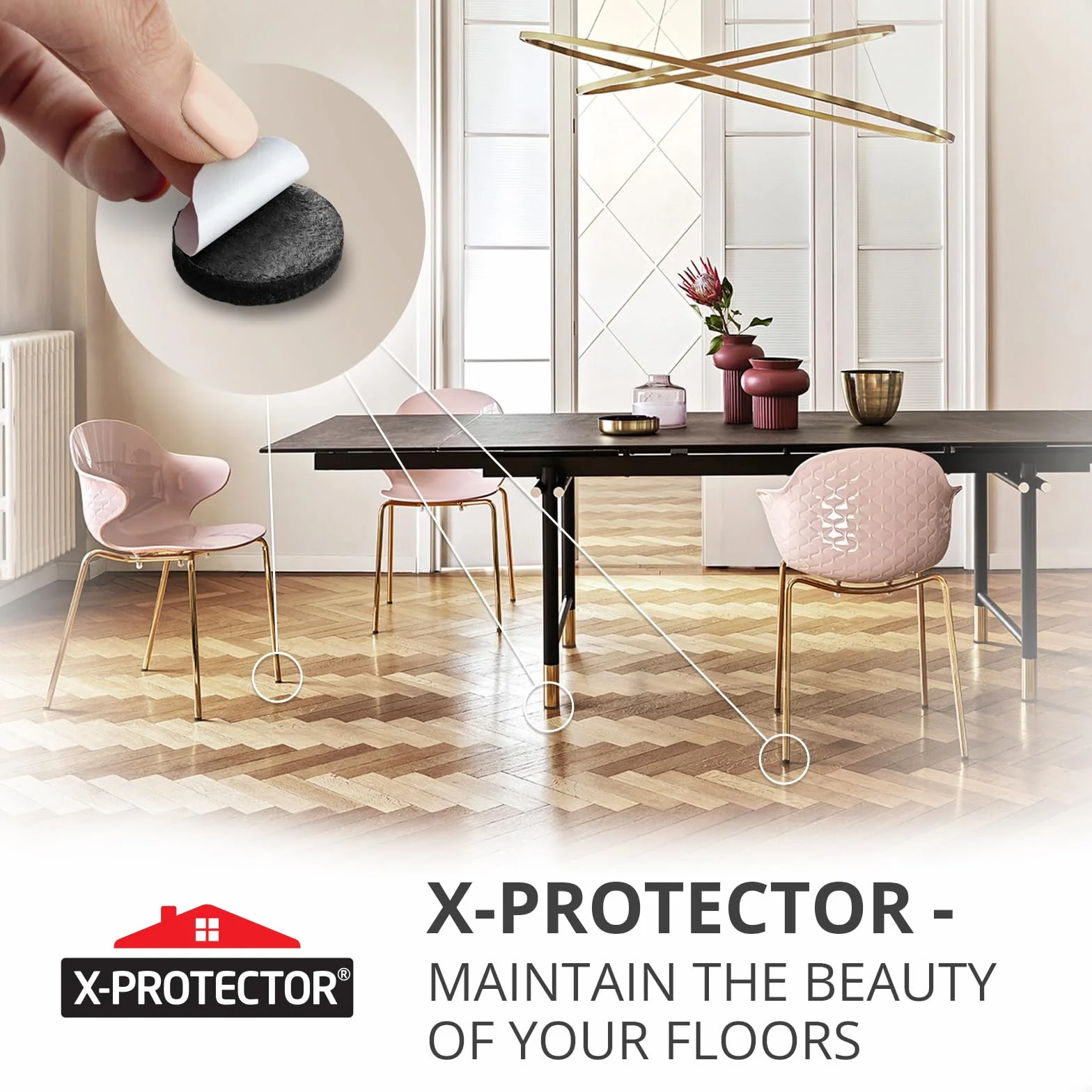 Filcowe podkładki meblowe X-PROTECTOR 235 PCS Premium Samoprzylepne podkładki - Filcowe podkładki do Nóżki mebli - Najlepsze podkładki meblowe - Chroń swoje podłogi z drewna i laminatu!