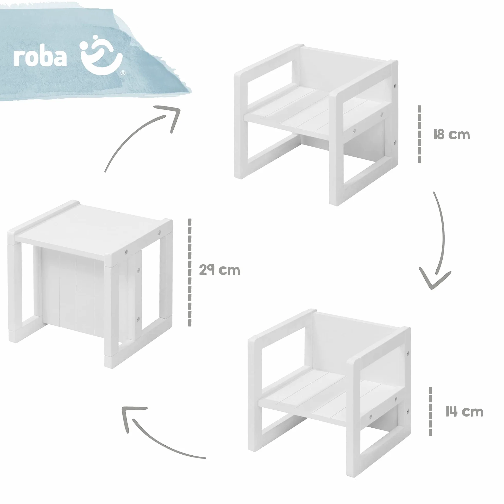 Roba B005E7MM6O Taboret, Biały, 30 x 30 x 30 cm