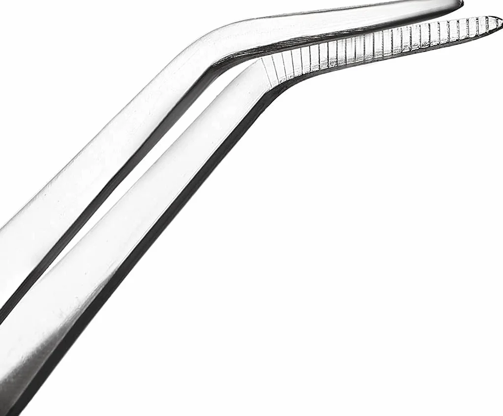 MMOBIEL Pinteeza ze stali nierdzewnej 20 cm / 8 cali z wygiętą około 60 °, zębatą końcówkę, profesjonalne narzędzie wielofunkcyjne do pracy przemysłowej, używanie laboratoryjne, ogrodnictwo, gotowanie