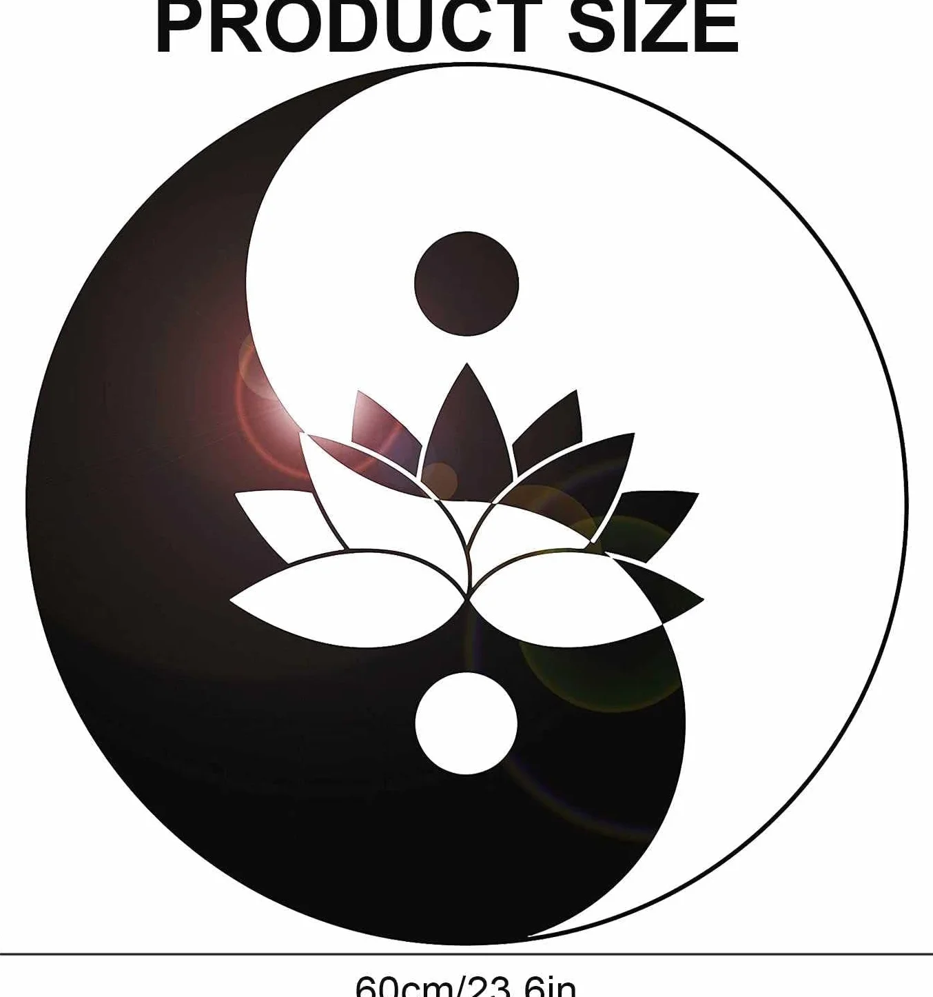 Dekoracja ścienna, metalowa sztuka ścienna, dekoracja ścienna z symbolem kwiatu lotosu Yin Yang, sztuka medytacji zen 3D sylwetka ścienna, do dekoracji ściennej domu (23,6 cala/60 cm)(23.6IN/60CM)