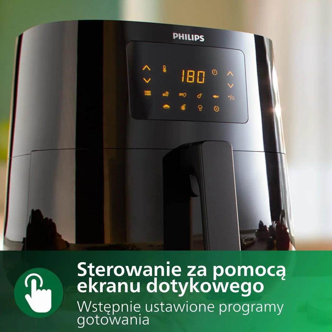 Philips Airfryer XL Seria 3000, 6.2 l (1.2Kg), Beztłuszczowa Frytkownica 14-w-1, Do 90% Mniej Tłuszczu Dzięki Technologii Rapid Air, Cyfrowy wyświetlacz, Aplikacja HomeID (HD9270/90)
