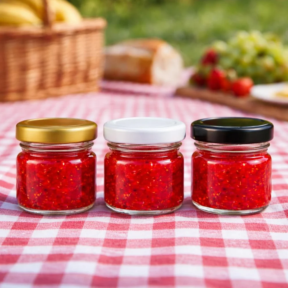Mini słoiki 40 ml 40 szt. złota pokrywka na przetwory, dżem, miód