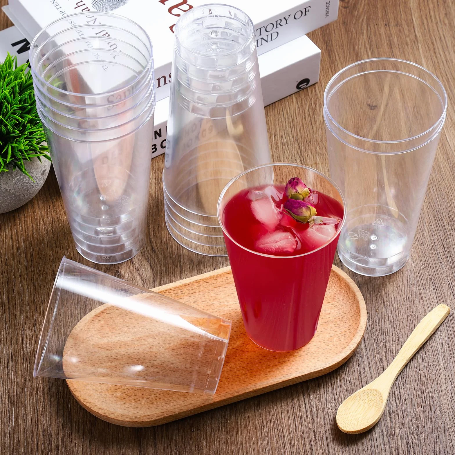 Gucass 100 szt. kubków do picia z twardego plastiku 480 ml wielokrotnego użytku zestaw imprezowy