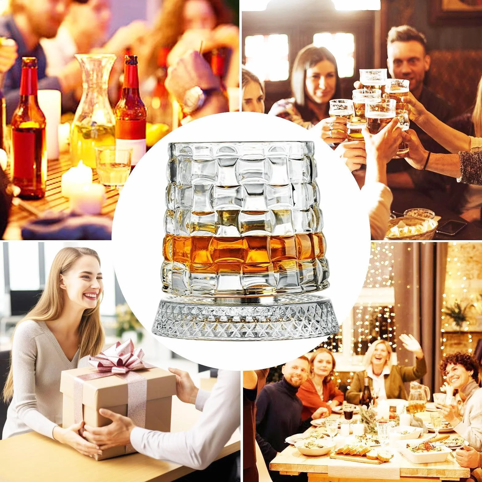 Kryształowa Szklanka Do Whisky Obrotowa 360 Stopni Starożytne Naczynie Degustacyjne