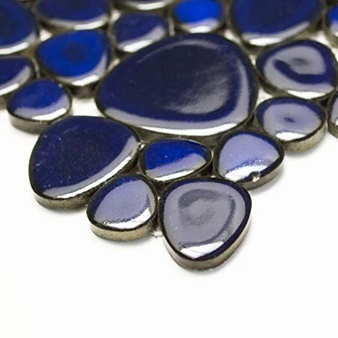Mozaika żwirowa Pebbles krople ceramiczne niebieskie błyszczące brodzik lustro do płytek MOS12-0405