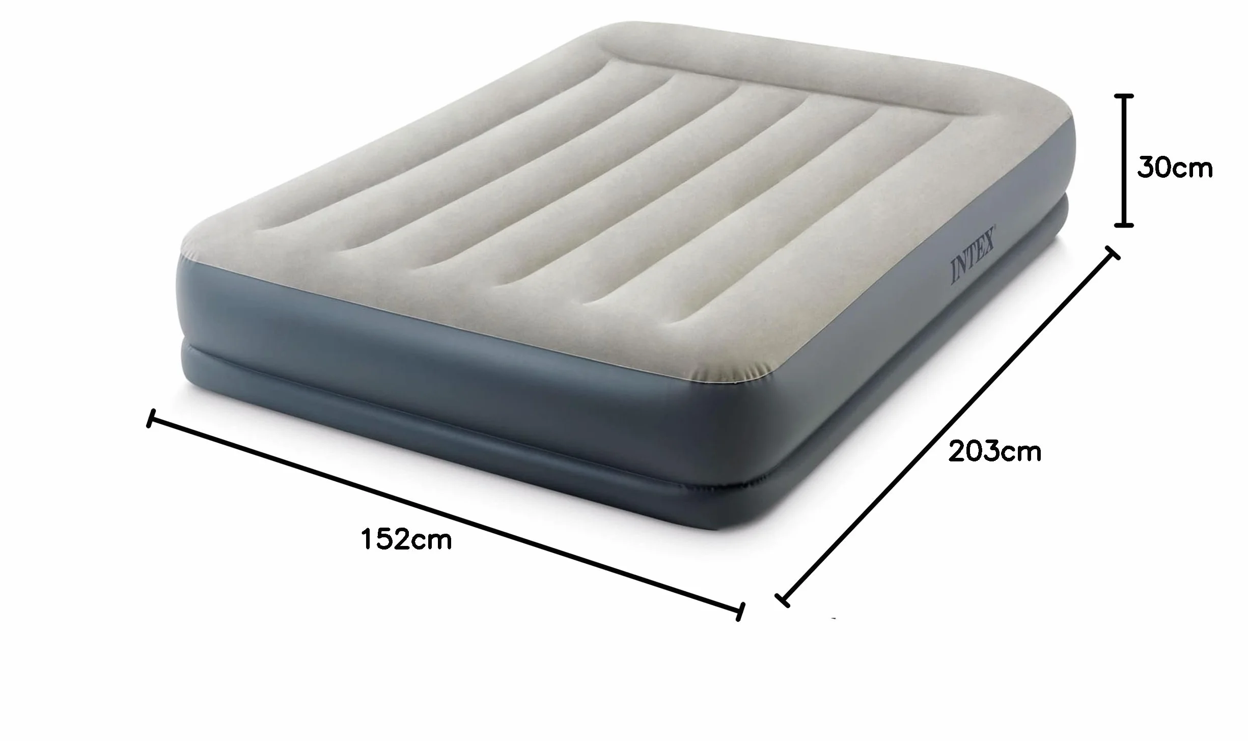 Intex Queen poduszka Rest Mid-Rise łóżko dmuchane z włókna szklanego RP, wymiary po nadmuchaniu: 152 cm x 203 cm x 30 cm (64118ND)