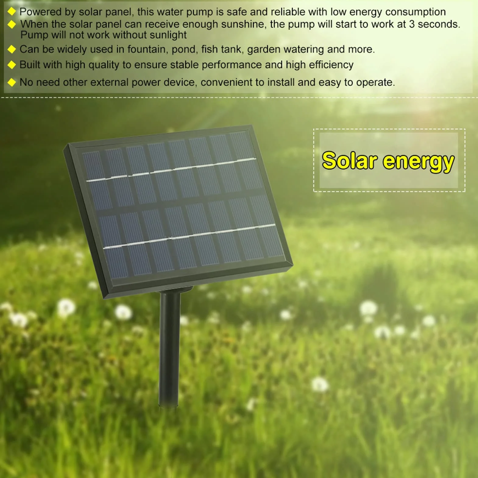 Solarna fontanna do użytku na zewnątrz, solarna pompa do fontanny 9 V, 1,8 W, 200 l/h, solarna pompa do oczka wodnego z 4 stylami fontanny, zasilana panelem słonecznym PET, do małych stawów, basenów i
