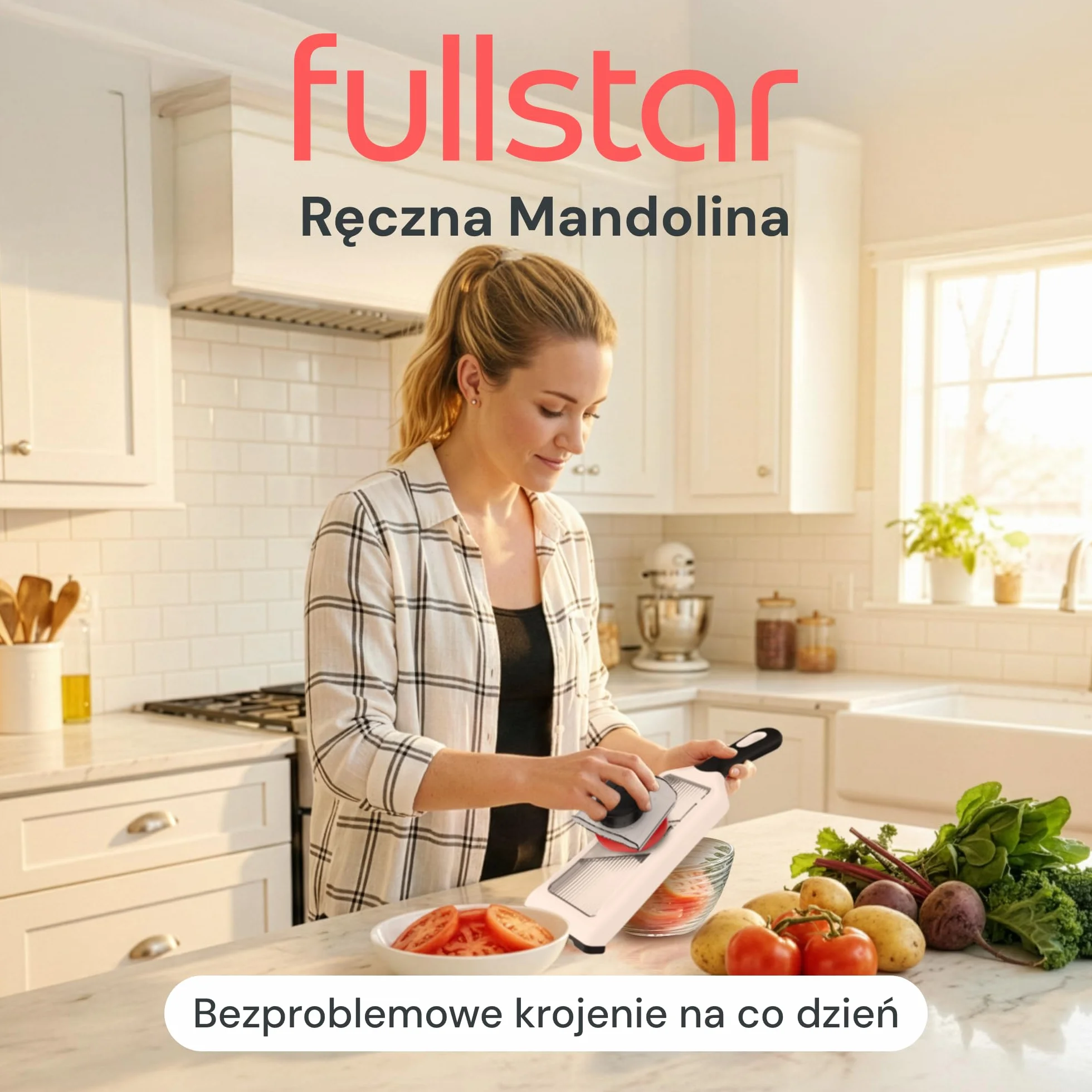 Fullstar 2-w-1 Mandolina i Julienne do Warzyw - 4 Regulowane Ustawienia Grubości - Krajalnica do Warzyw do Cebuli Ogórka Ziemniaków Marchewka Sałatka - Narzędzia i Gadżety Kuchenne