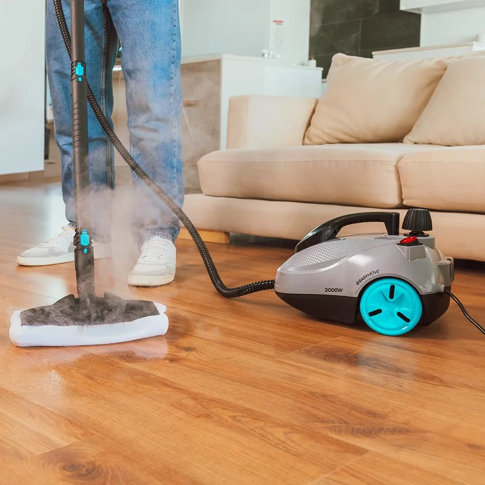 Cecotec Hydrosteam 2000 Easyhome Max sanki parowe, moc 2000 W, 60 g/min, ciśnienie 5 barów, 7,5 m promień akcji, zbiornik XXL 2 litry, 150 min nieprzerwany, zestaw akcesoriów