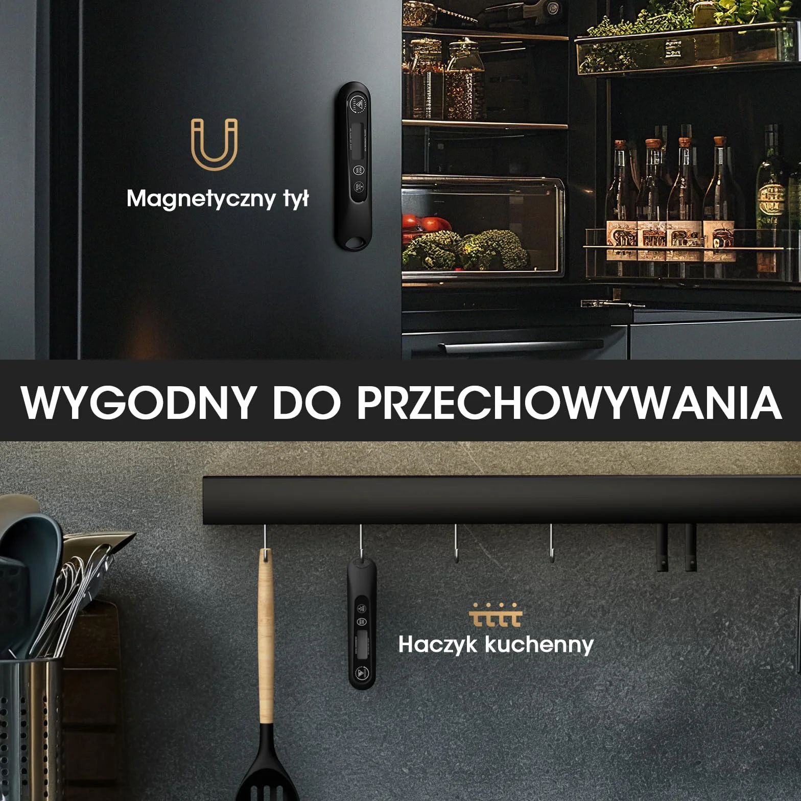 DOQAUS Cyfrowy termometr do mięsa, błyskawiczny termometr do żywności z podświetlanym ekranem LCD, składana długa sonda i automatyczne włączanie/wyłączanie, termometr do grilla, termometr do kuchni, g