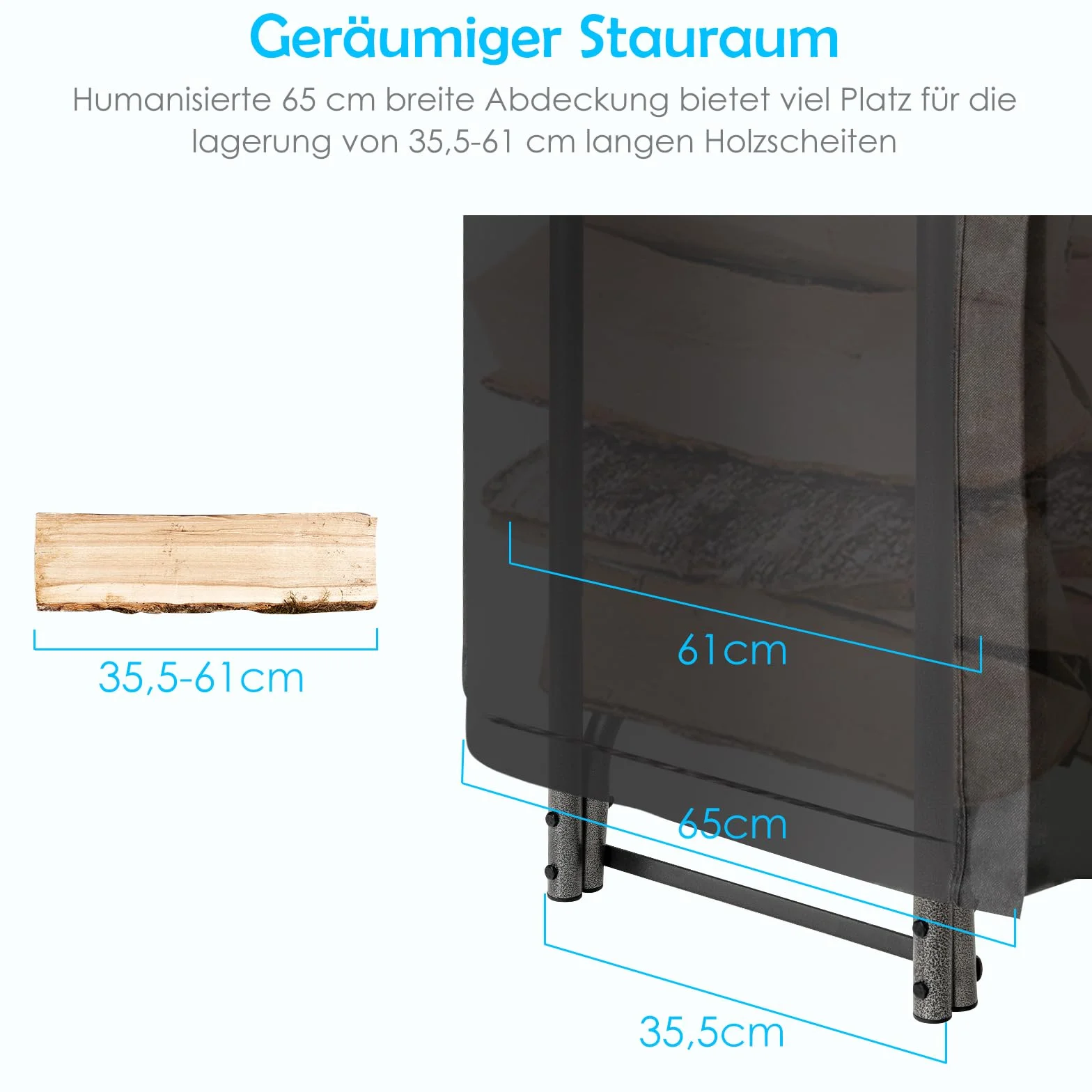 COSTWAY Metalowy regał na drewno kominkowe, 184 x 35,5 x 122,5 cm, regał na drewno opałowe z wodoodporną osłoną, stojak na drewno kominkowe, regał na drewno opałowe do użytku na zewnątrz