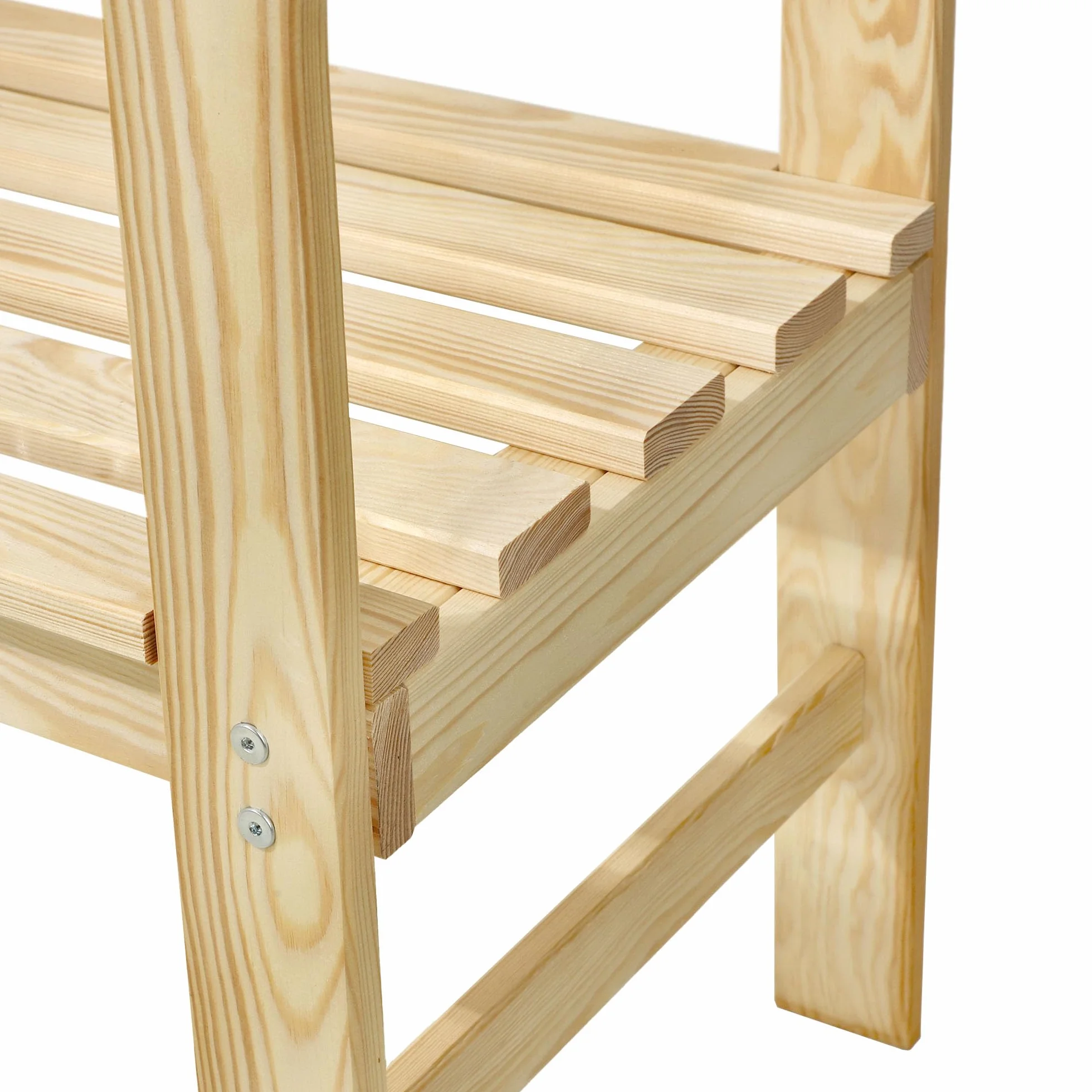 KADAX Ławka ogrodowa 119x44x76cm kolor naturalny, z litego drewna, odporna na warunki atmosferyczne, z oparciem zapewnia wygodne siedzisko na taras, balkon i do ogrodu