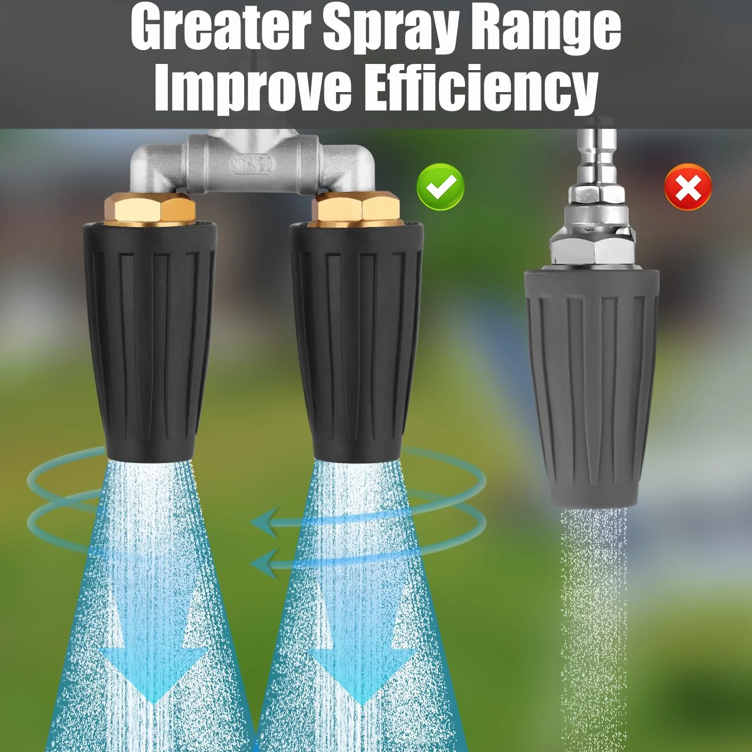 Podwójna Dysza Turbo, Obrót o 360° Koncówki Dysz Myjki Cisnieniowej z Szybkozlaczem 1/4 Cala 4000PSI 4-6 GPM Dysza Natryskowa do Cegly Betonowej Powierzchnia Winylowa (Czarny)