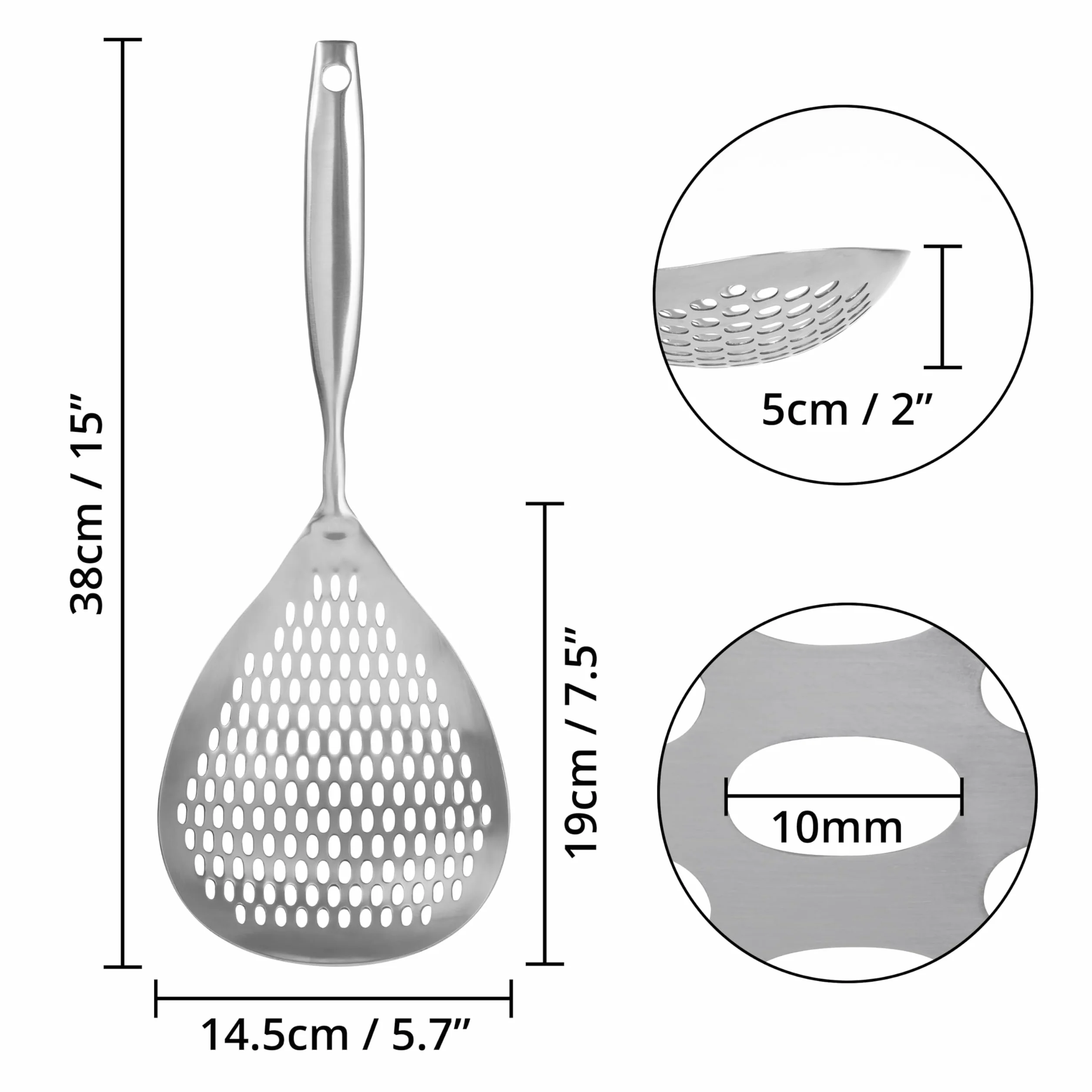 Cedzak Łyżka Szczelinowa 38cm Ze Stali Nierdzewnej Do Smażenia Gotowania Odsączania