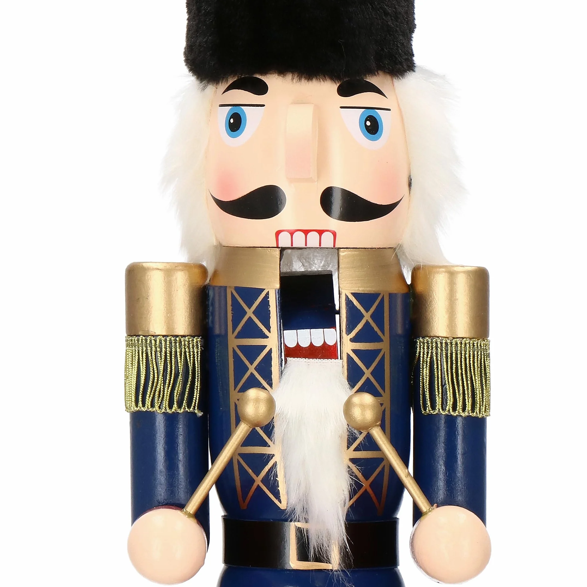 SPRINGOS Figurka dziadek do orzechów z bębniarzem w czapce kozackiej, dekoracyjna figurka drewniana 14 x 61 cm