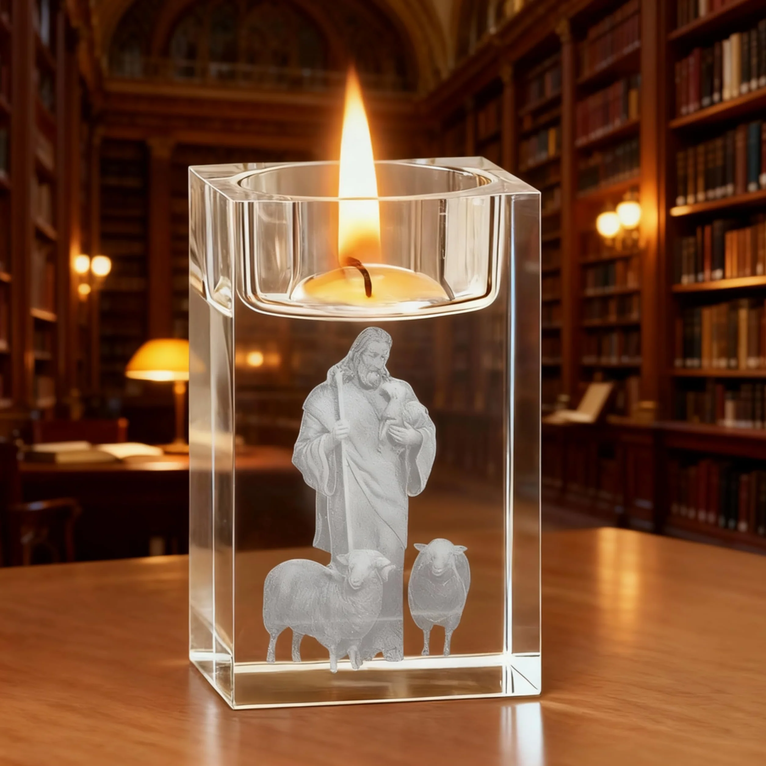 3D kryształowy świecznik na świeczki Jezus świecznik świecznik na świece szklany dekoracyjny świecznik na świeczki szklany dekoracyjny świecznik na świeczki przezroczysty na świece dekoracyjne