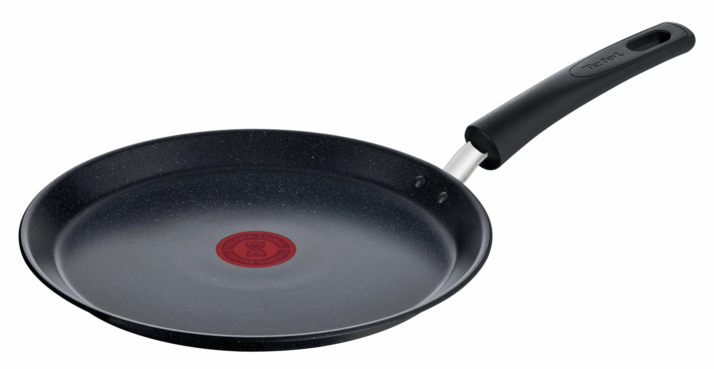TEFAL Black Stone G2813872 Patelnia naleśnikowa 25cm, nieprzywierająca powłoka Mineralia+, wskaźnik Thermo-Signal, grube dno Thermo-Fusion, Bez ołowiu i kadmu, łatwe czyszczenie, Czarny