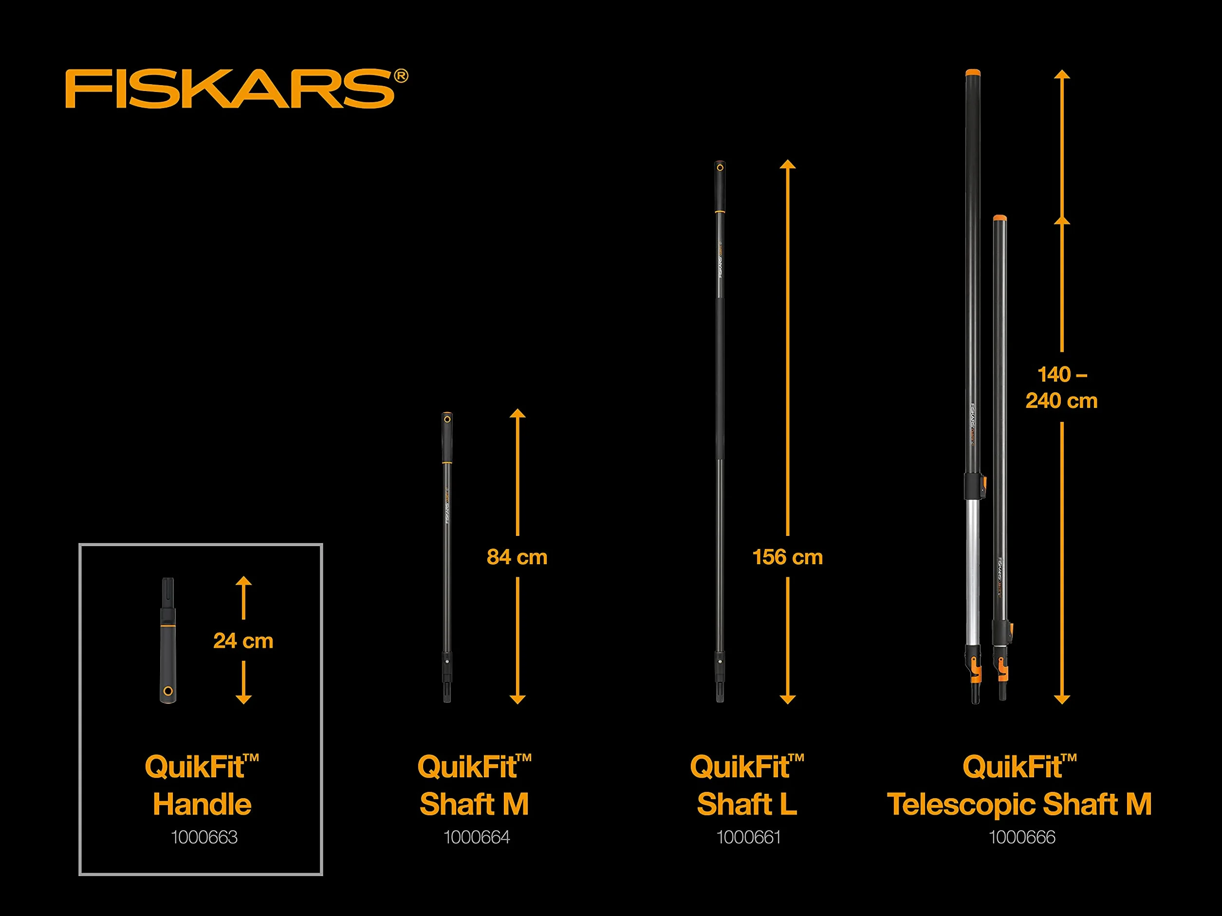 Fiskars Quikfit Trzonek, Czarny/Pomarańczowy, 30 x 8 x 4.5 cm