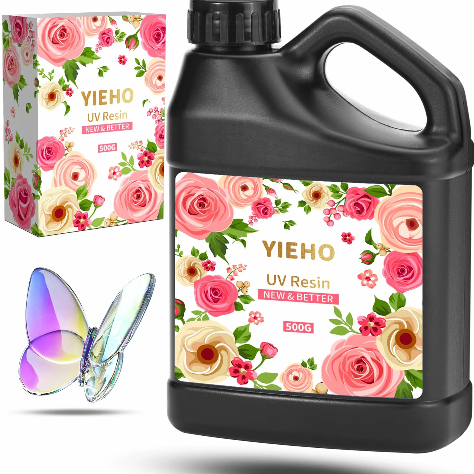 YIEHO Żywica UV 500 g - ulepszona krystalicznie czysta twarda utwardzana UV żywica epoksydowa do produkcji biżuterii rzemieślniczej, YHCH500